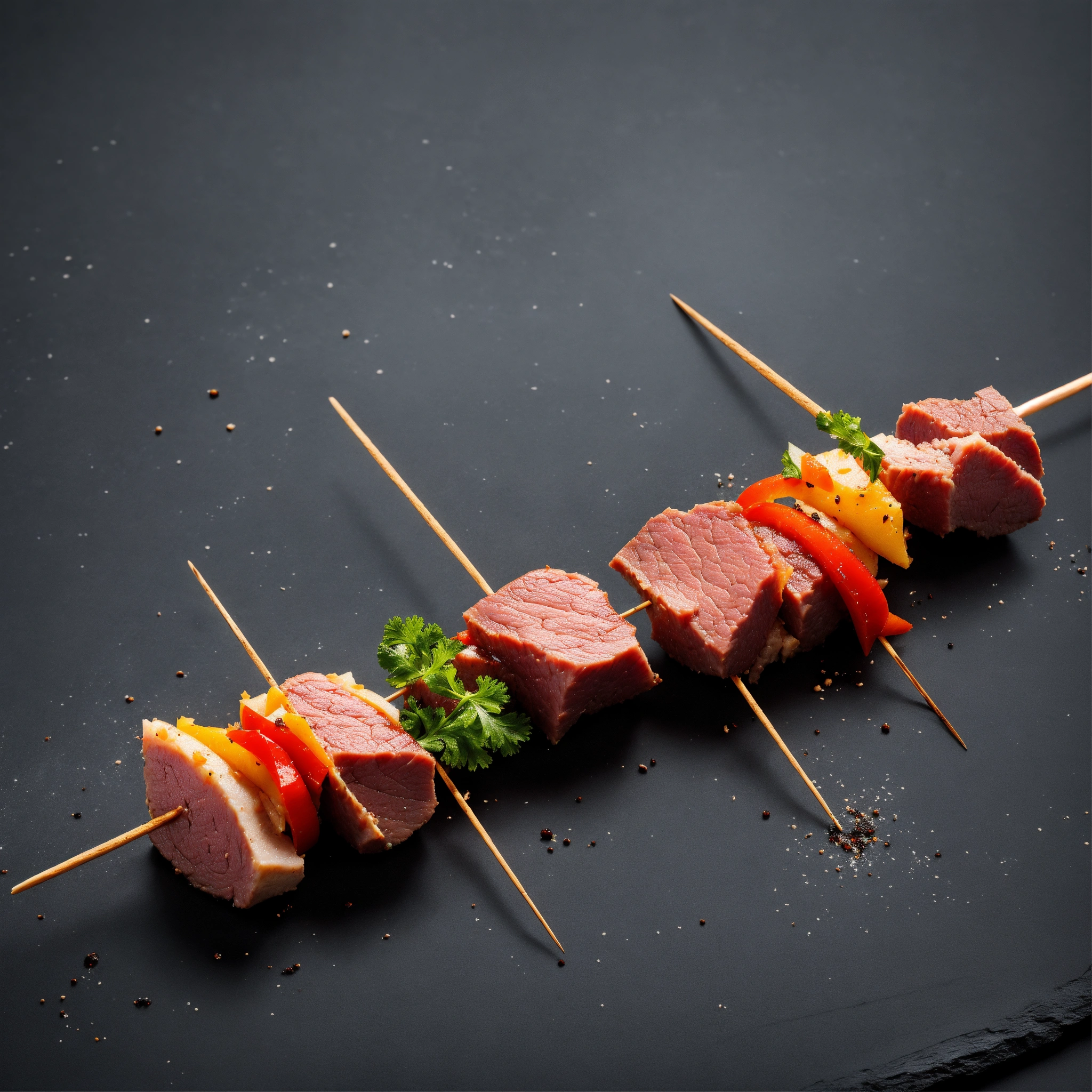 Lexica - Skewer on which meat is threaded, black background, a lot of ...