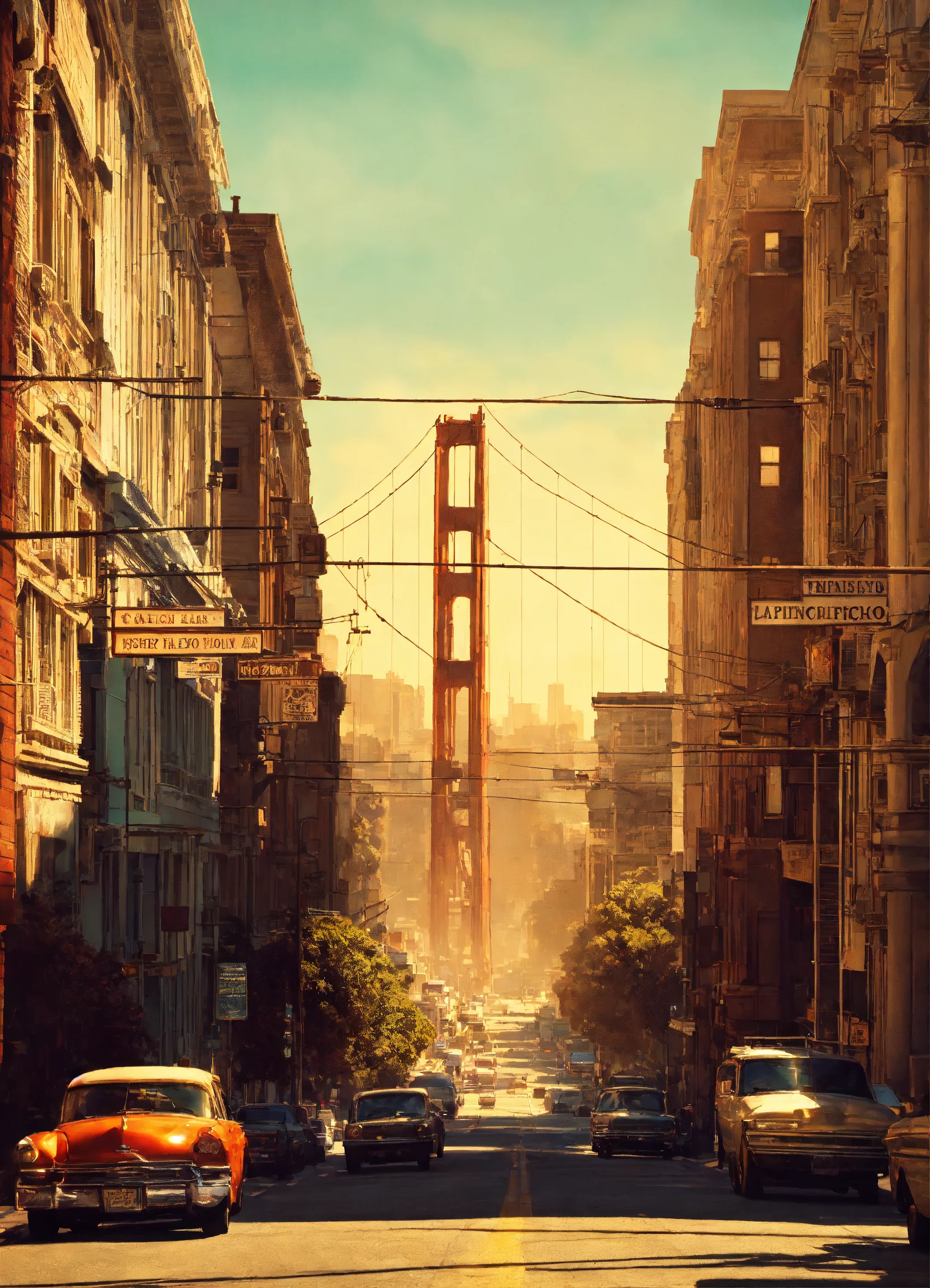 Lexica - Create a captivating background, San Francisco. vintage style ...
