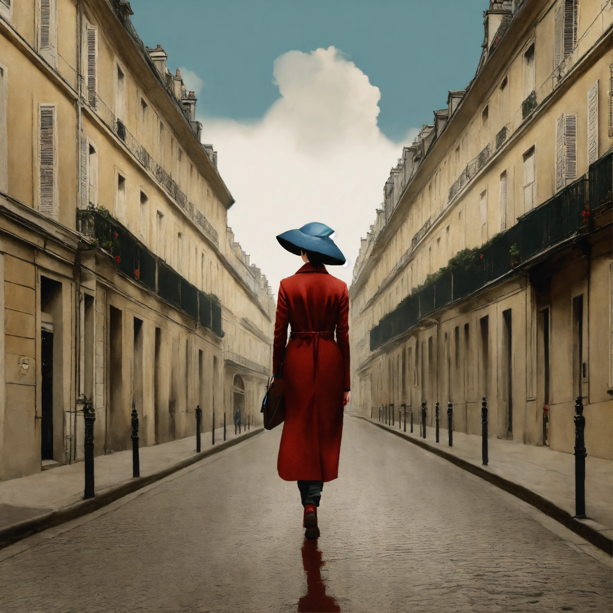 Lexica - Woman walking in the street in France illustration style ...