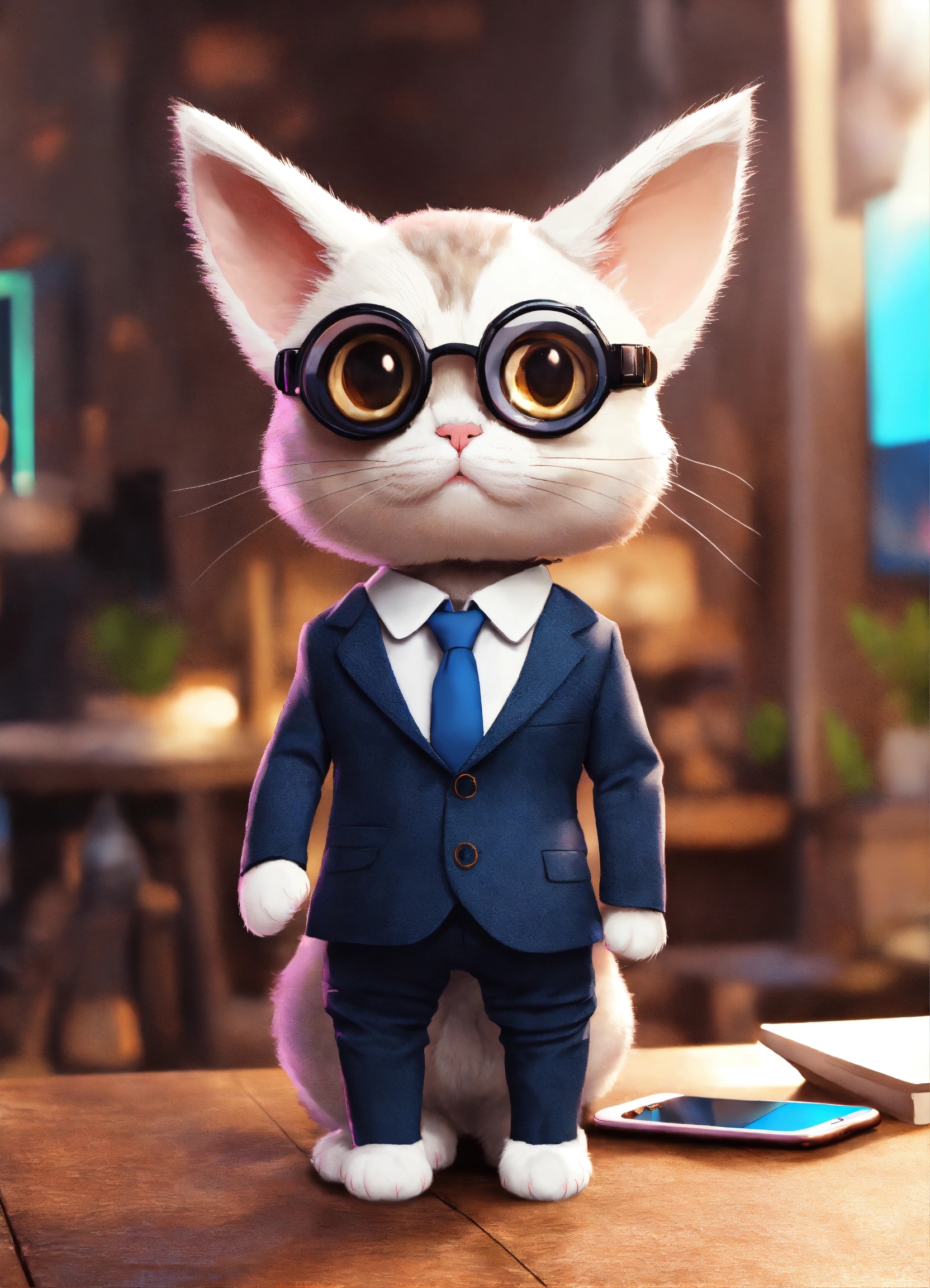 Lexica - Cute Ai generated cat with big ears wearing a professional ...