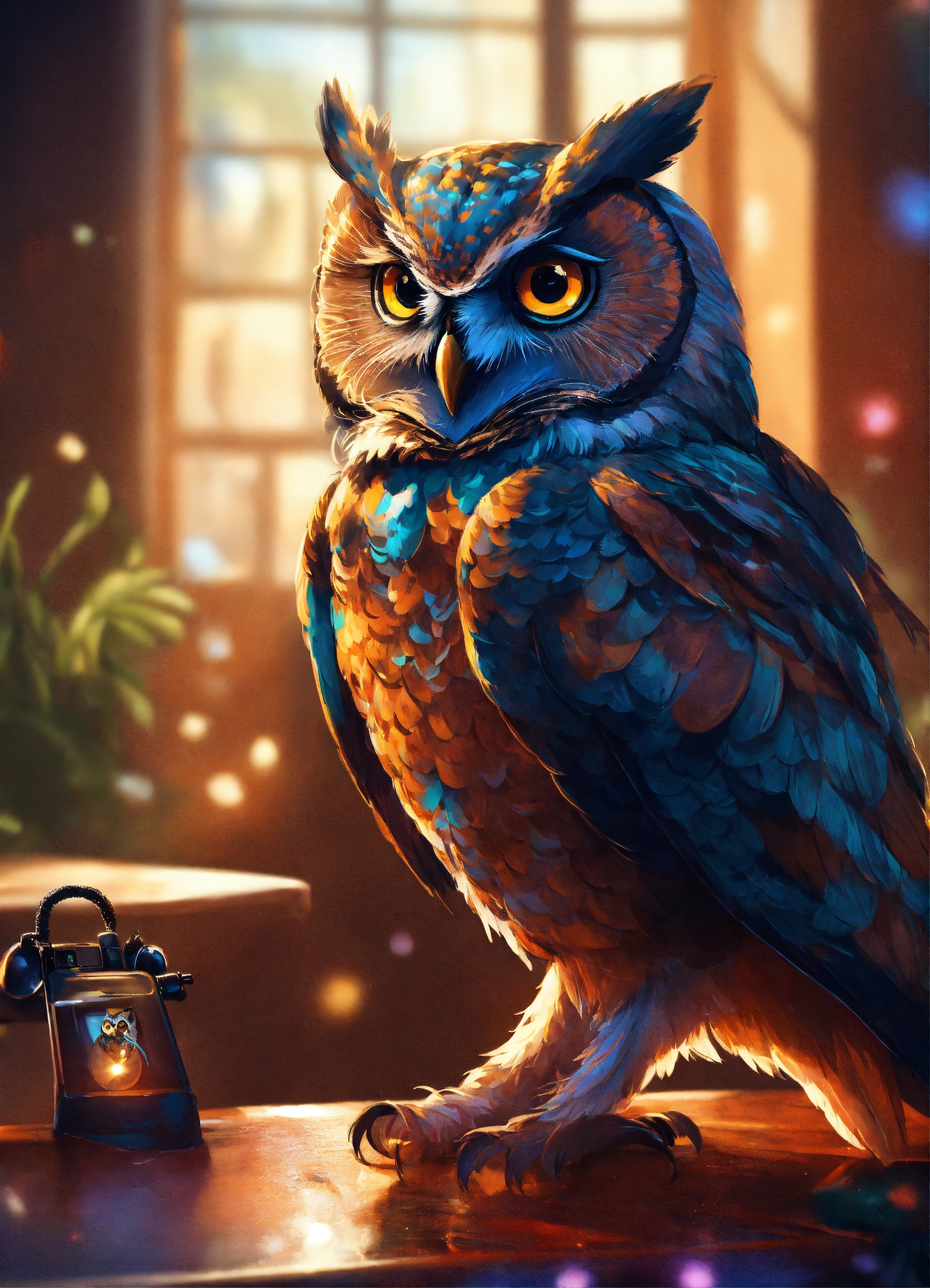 Lexica - Owl looking at a phone, elegant, , sharp focus, illustration ...