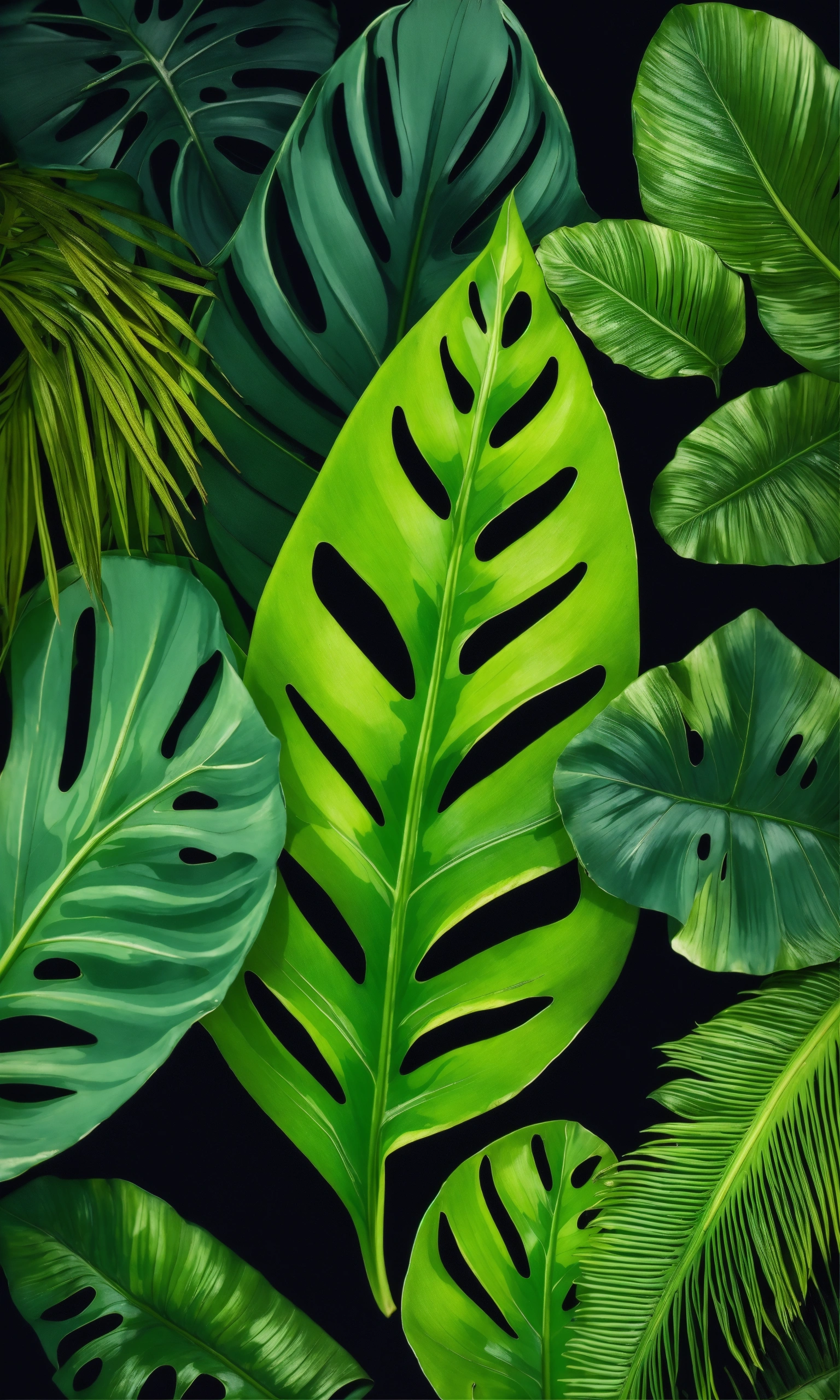 Lexica - Jungle leaves on black background