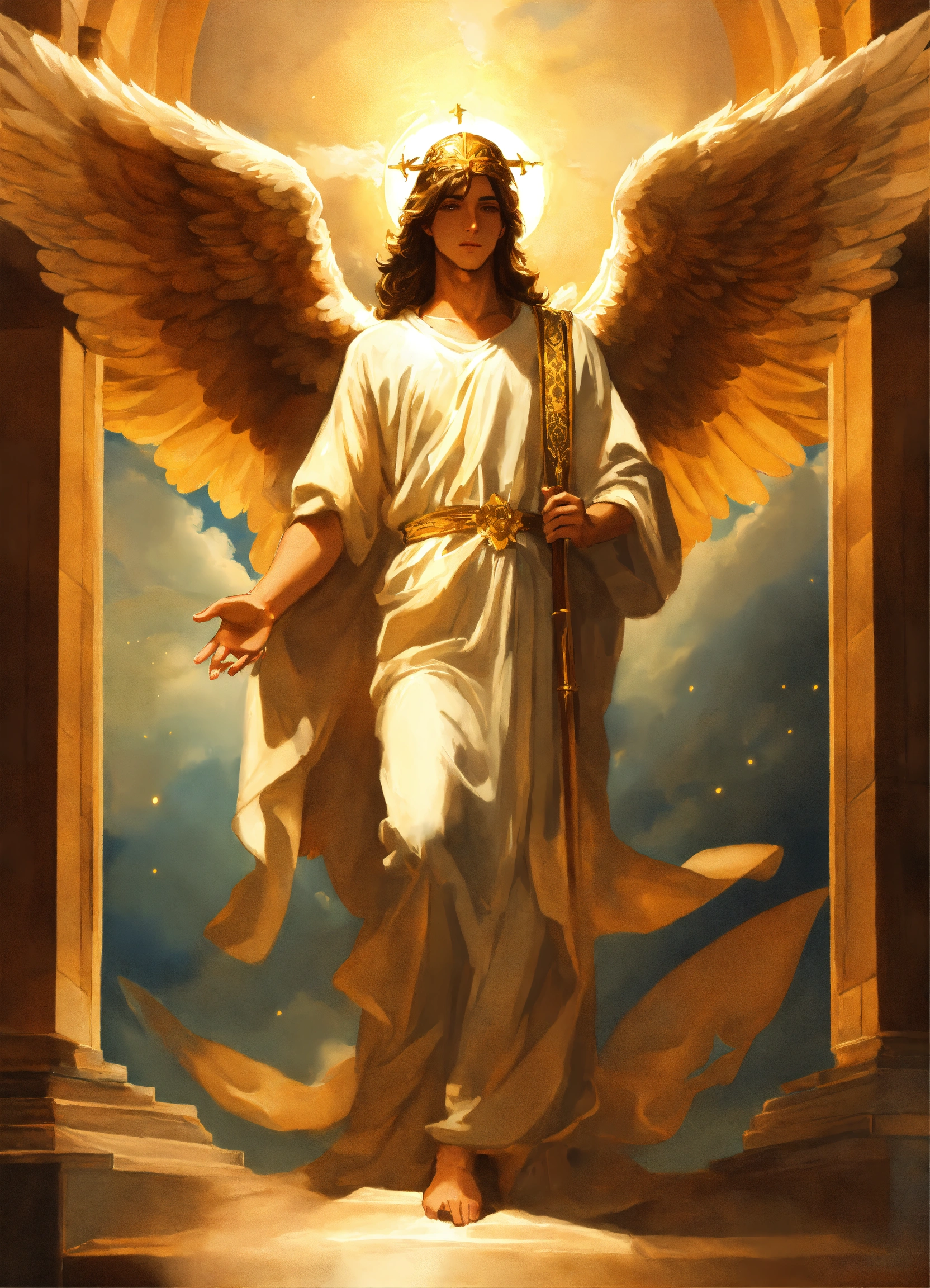 lexica-a-beautiful-male-angel-serving-under-god