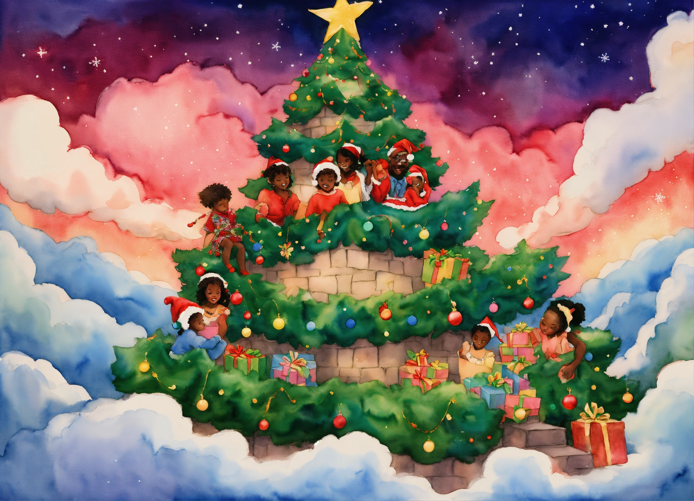 Lexica - Castle on a cloud. it’s Christmas time. Afrocentric. Santa ...