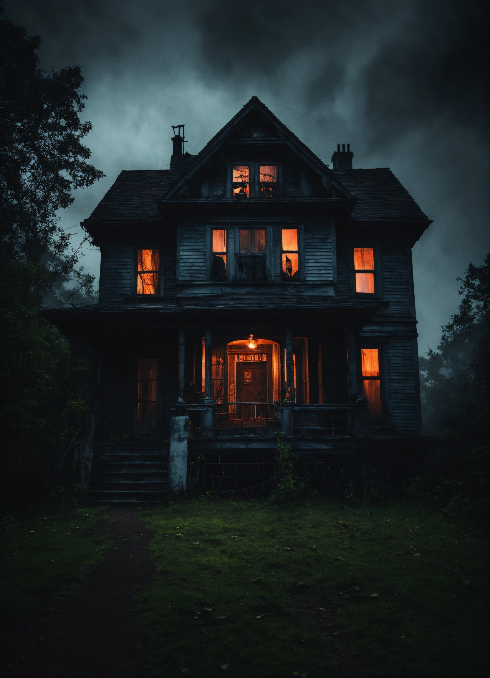Lexica - A terrifying atmosphere in a sinister house on a dark night.