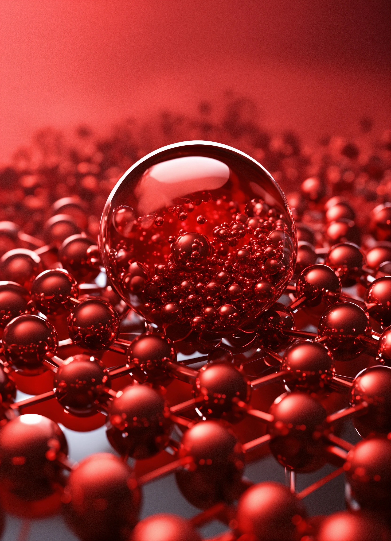 Lexica - Accelerating red molecule creates futuristic 3d perspective effect