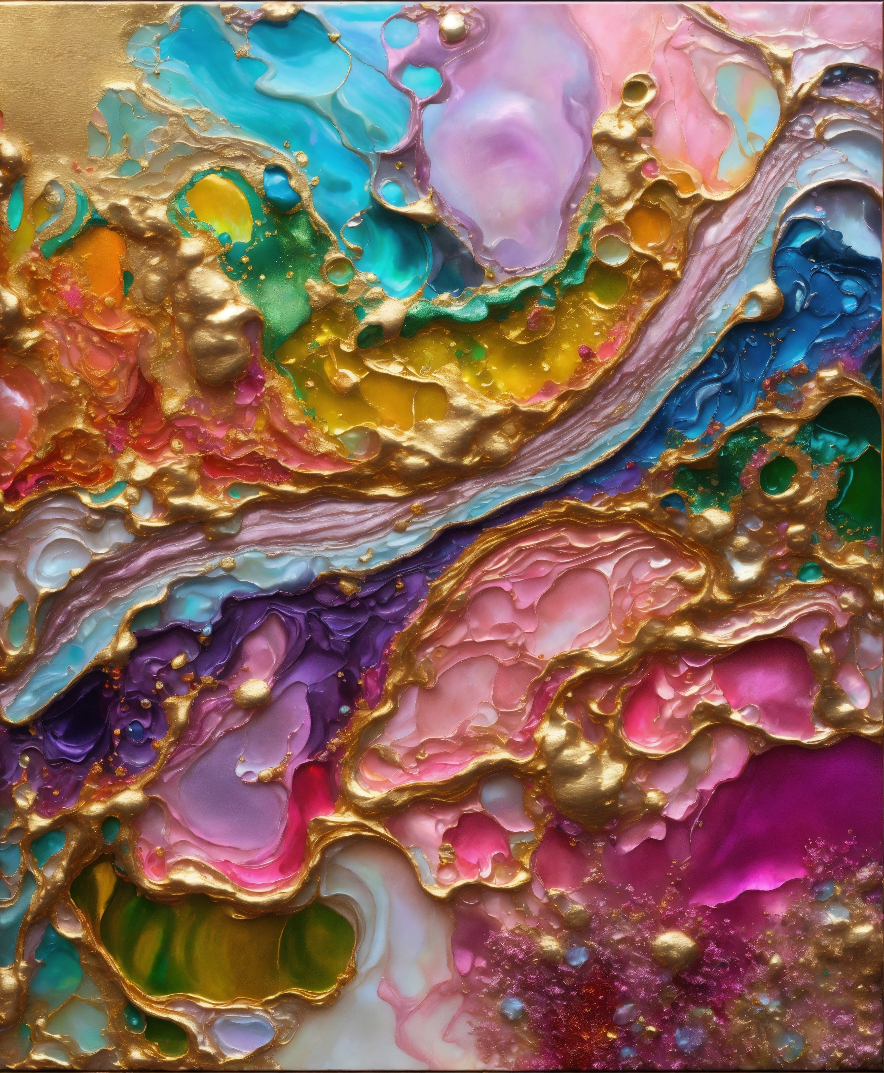 Lexica - Colorful abstract painting oil and water complex complicated ...