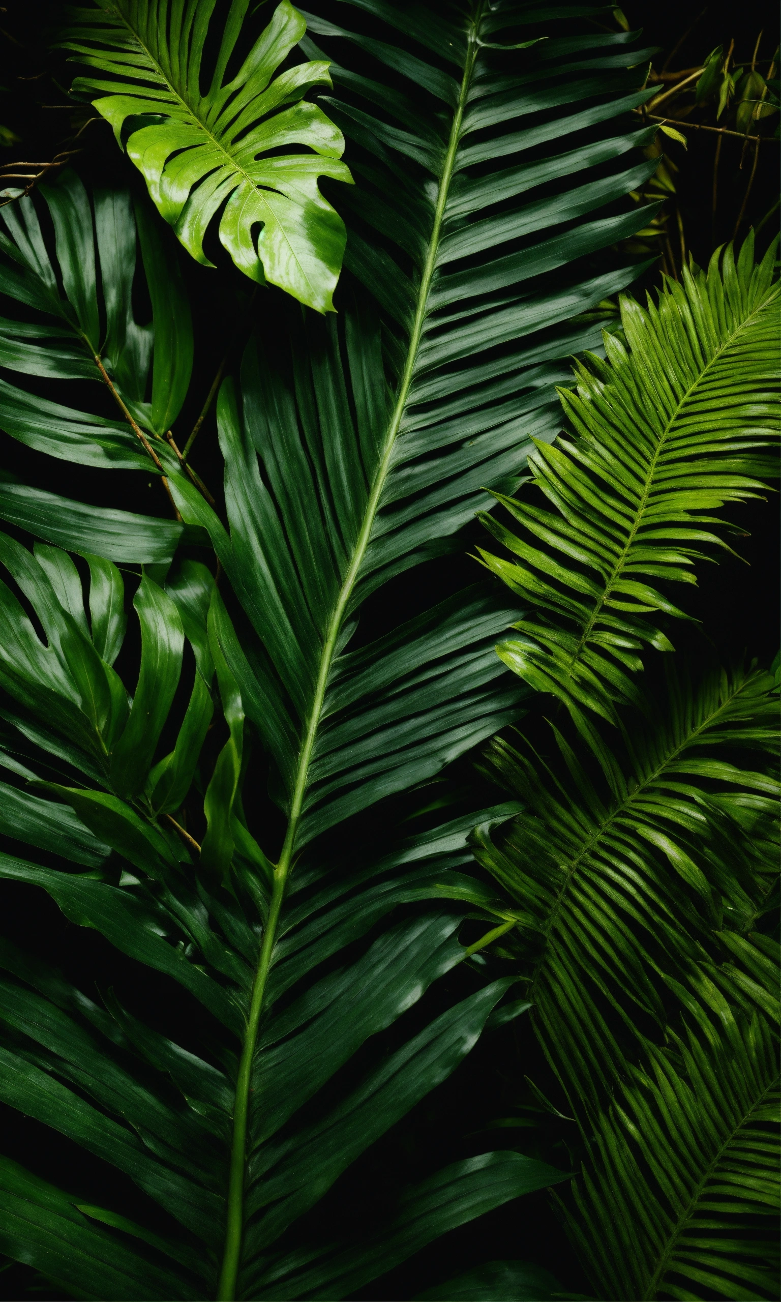 Lexica - Jungle leaves on black background