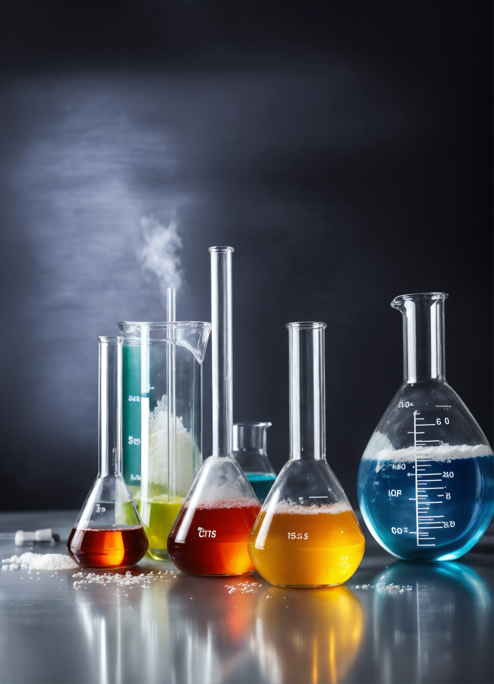 Lexica - Different chemicals with powders and liquids in glassware in a ...
