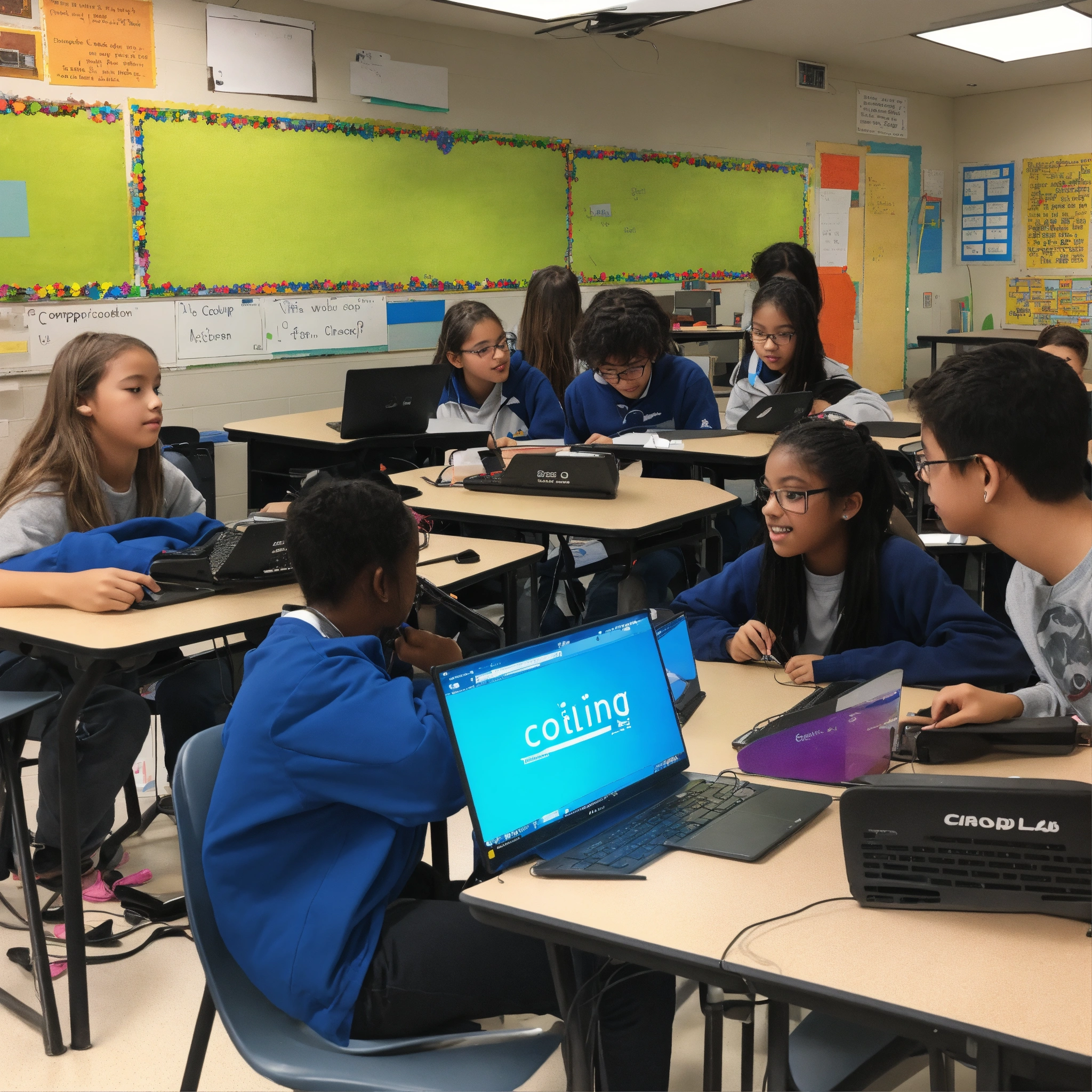 Lexica - A photo of a group of students working on a computer coding ...
