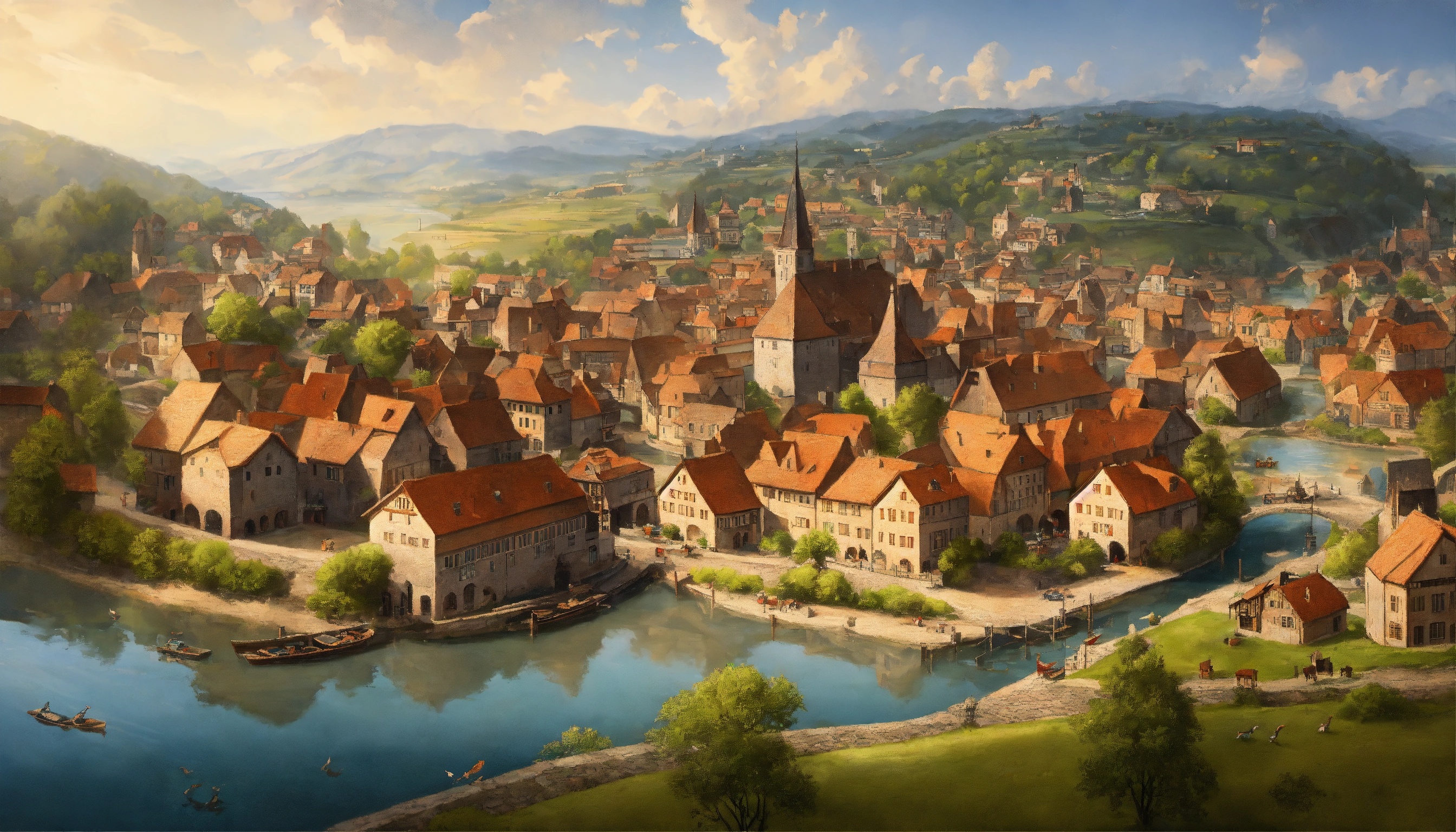 Lexica - Highly realistic, photography, Bird's eye view of a medieval ...
