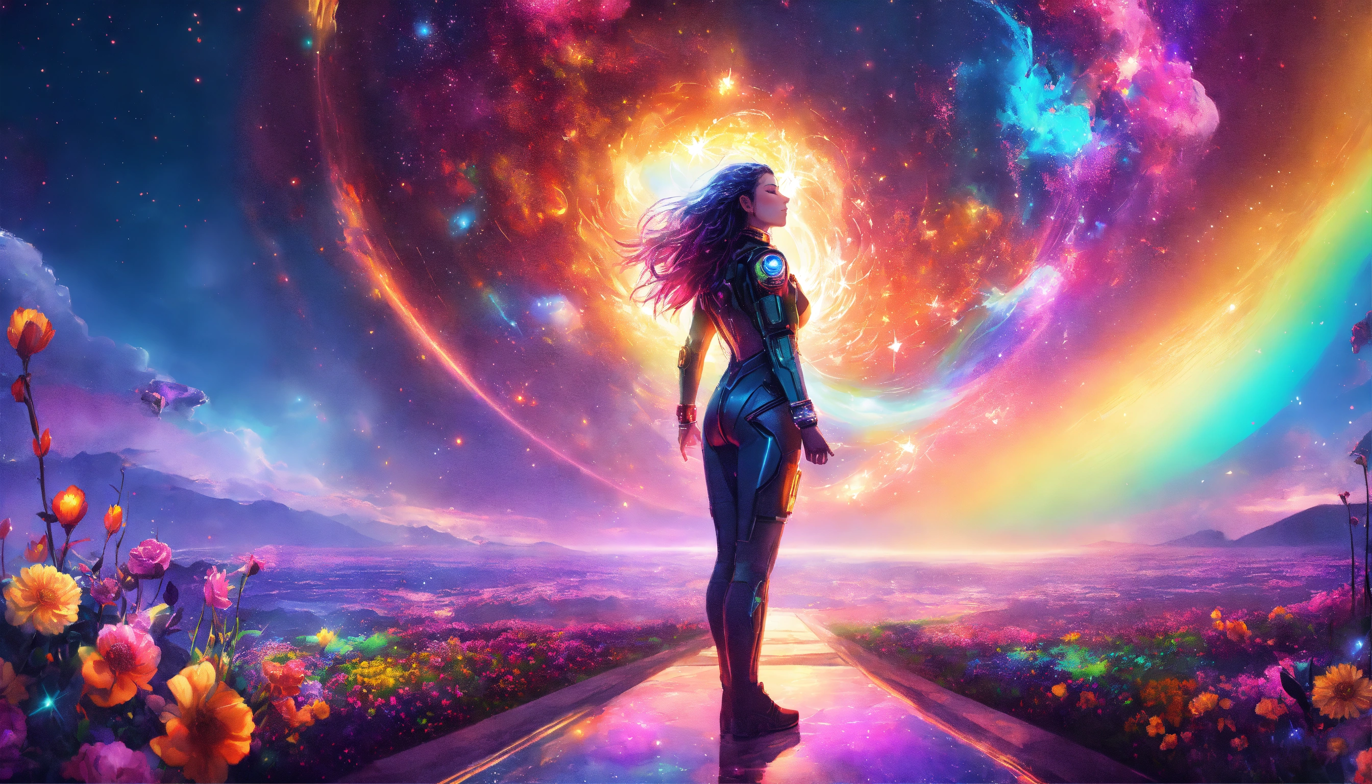 Lexica - Cyberpunk digital painting of a woman surrendering deep to ...