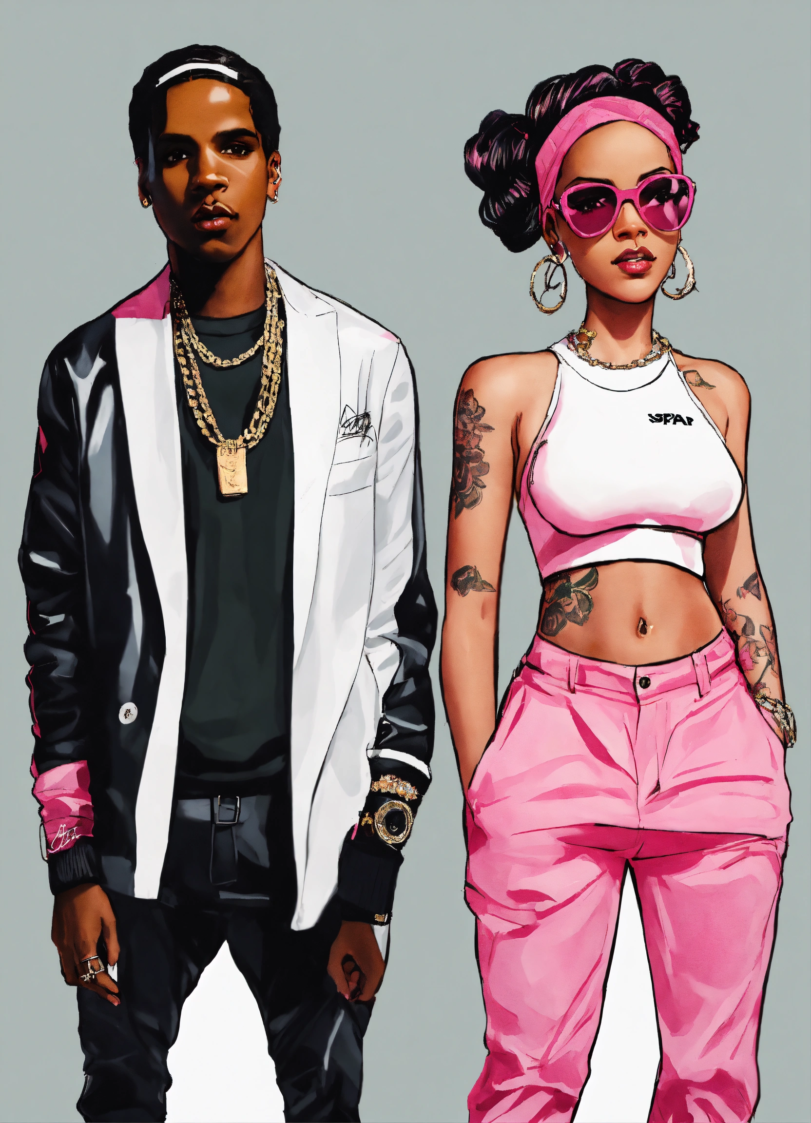 Lexica - FULL BODY OF ASAP ROCKY CARICATURE & RIHANNA CARICATURE ...