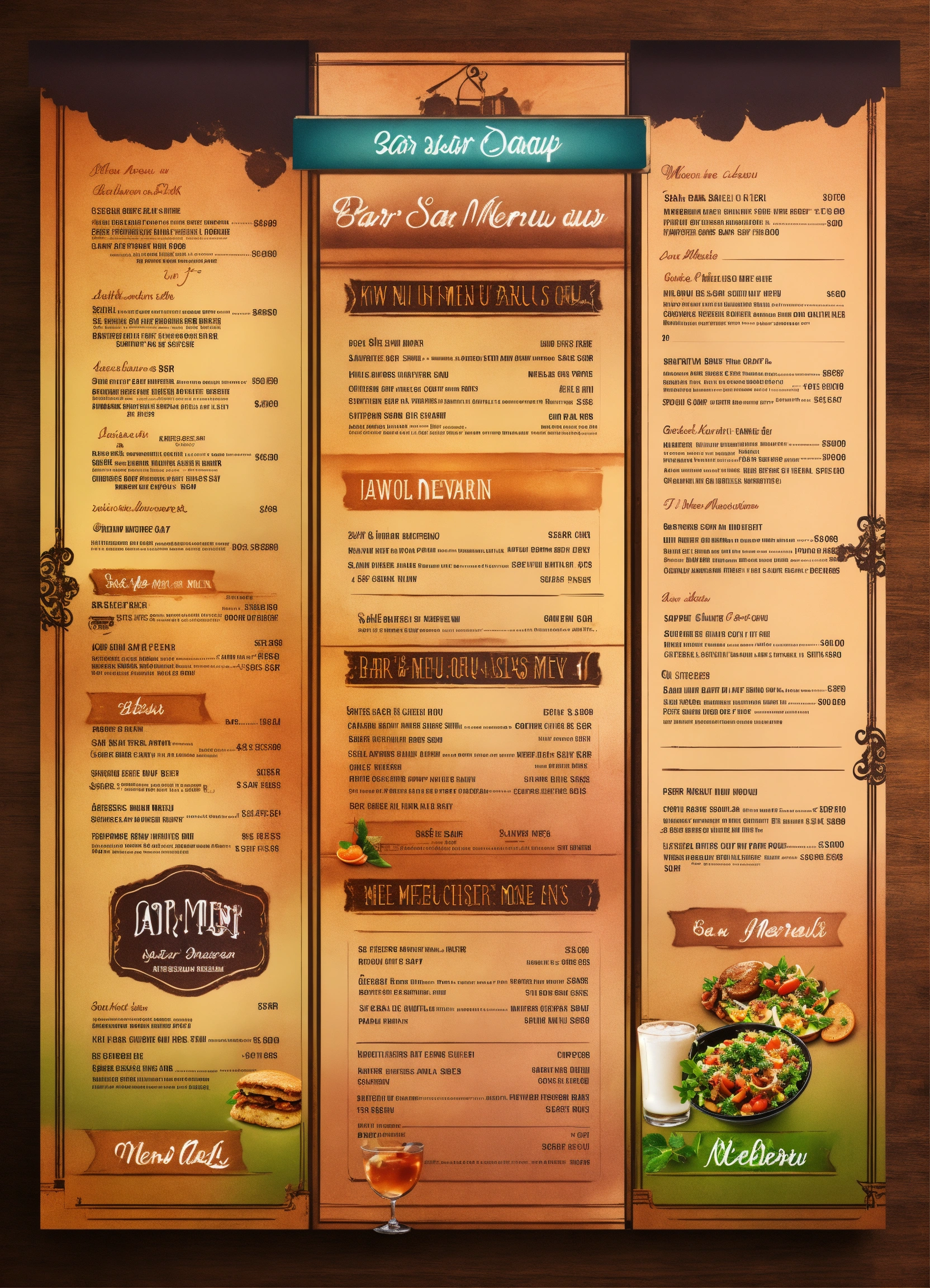 Lexica - Bar menu photoshop design 4k detailed