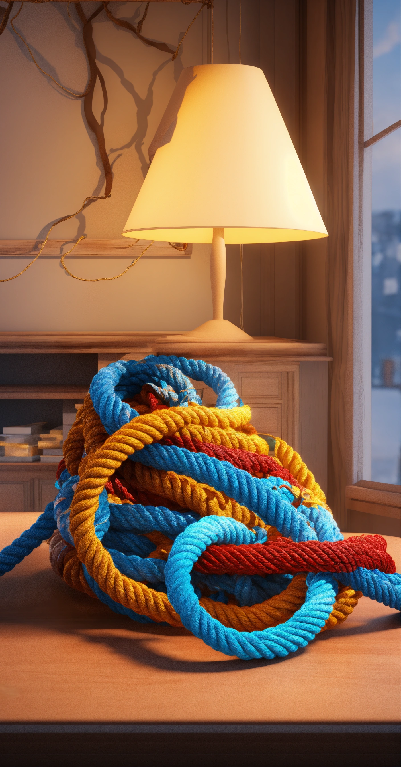 Lexica - Rope cartoon, 3D render, sorf color, lighting, fullcolor