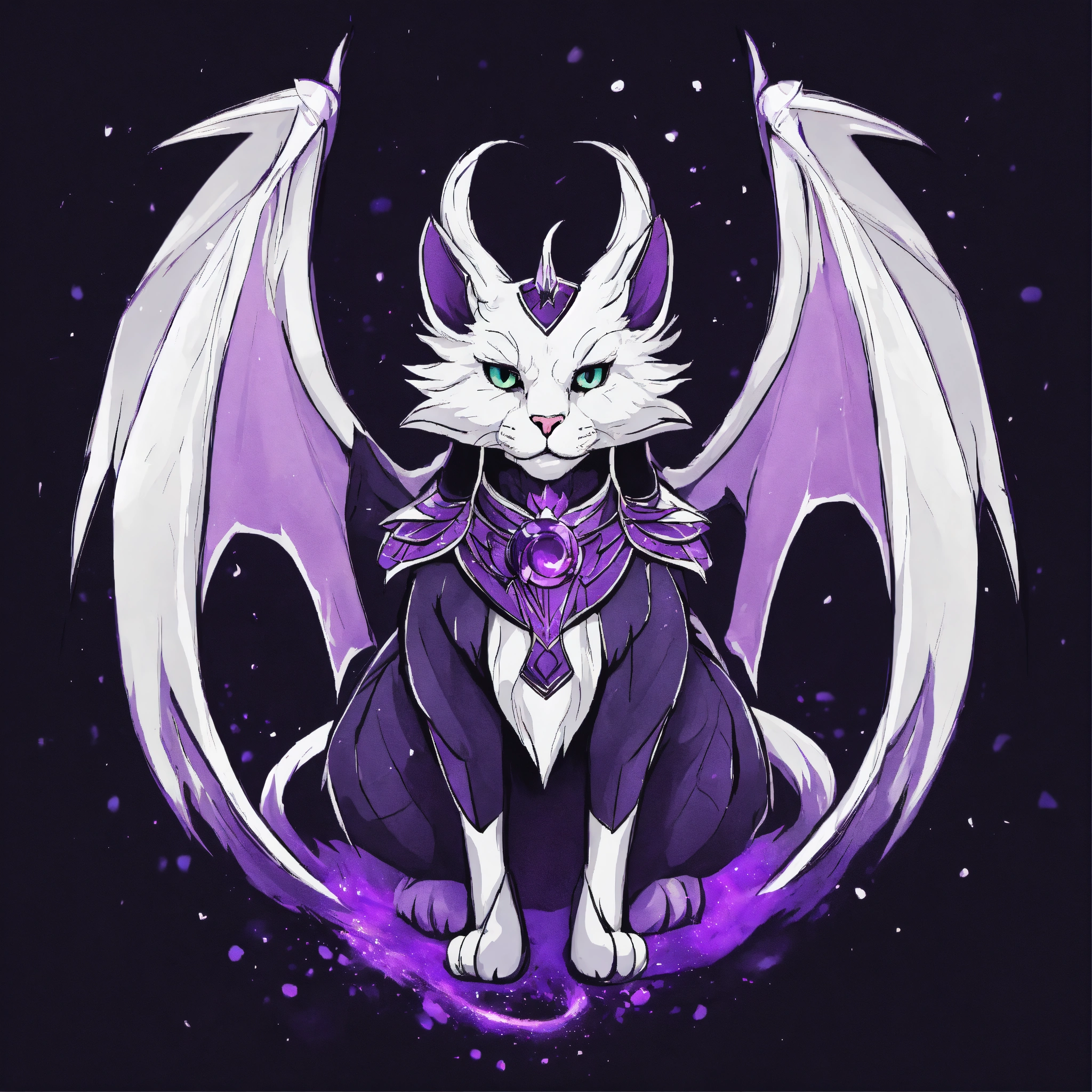 Lexica - White Black purple Dragon Cat with wings the wizard, fantasy ...