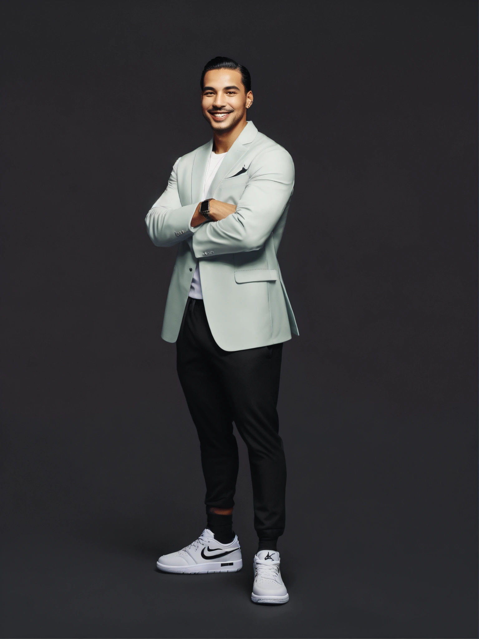 Lexica - A clean rounded face man, CEO standing and smiling wearing ...