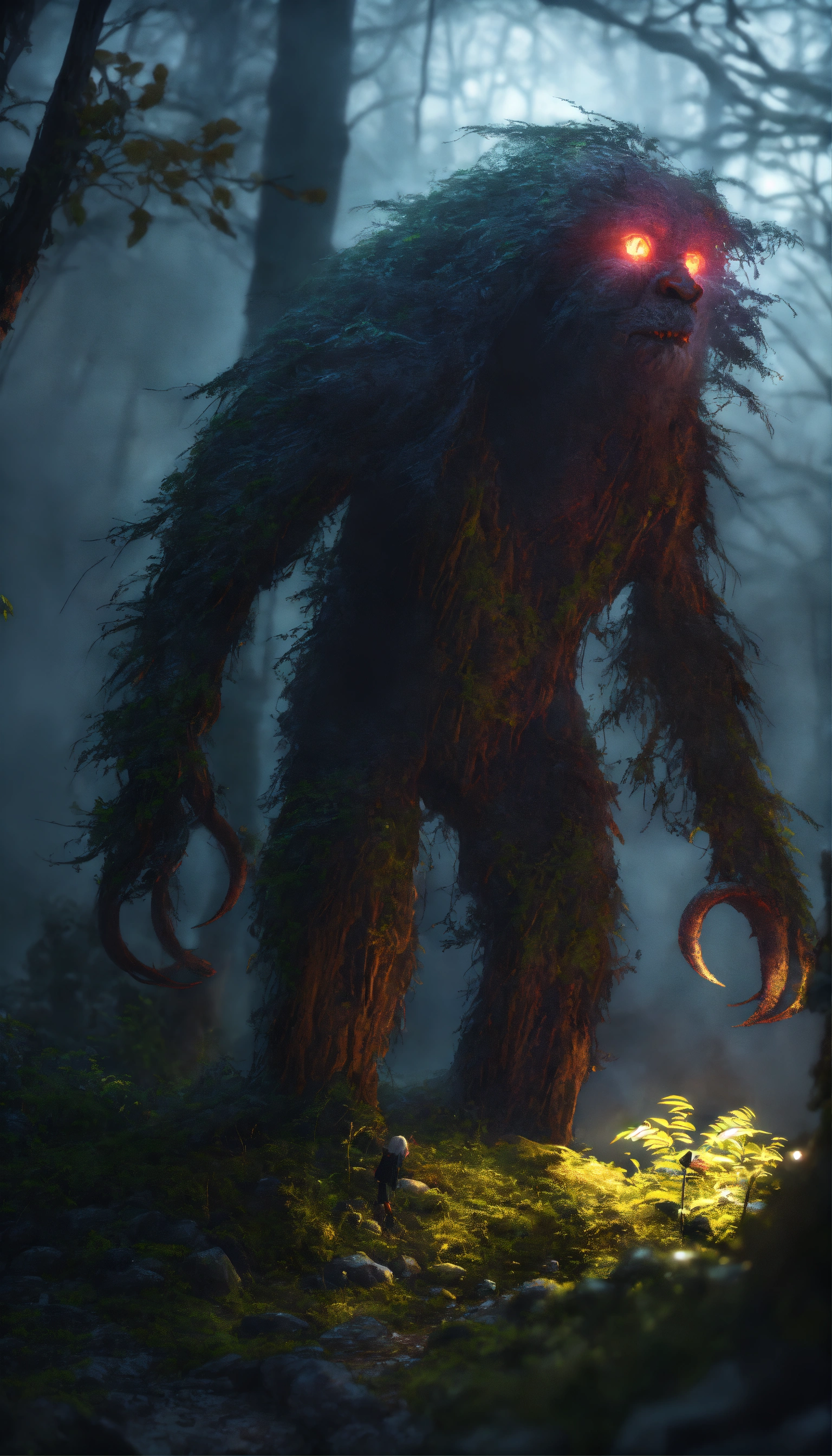 Lexica - Kapre philippines scary hairy humanoid creature, forest, foggy ...