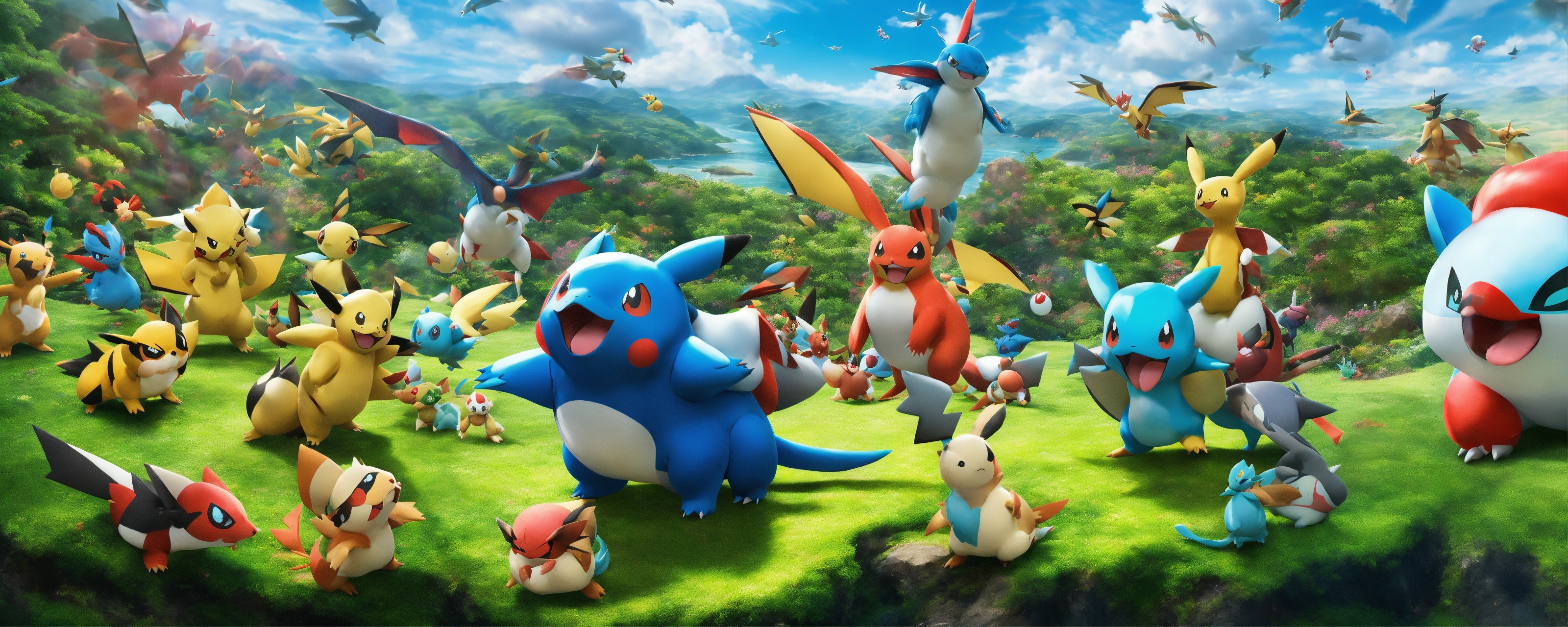 Lexica - Create an image with thousands of pokemons, posing for the ...