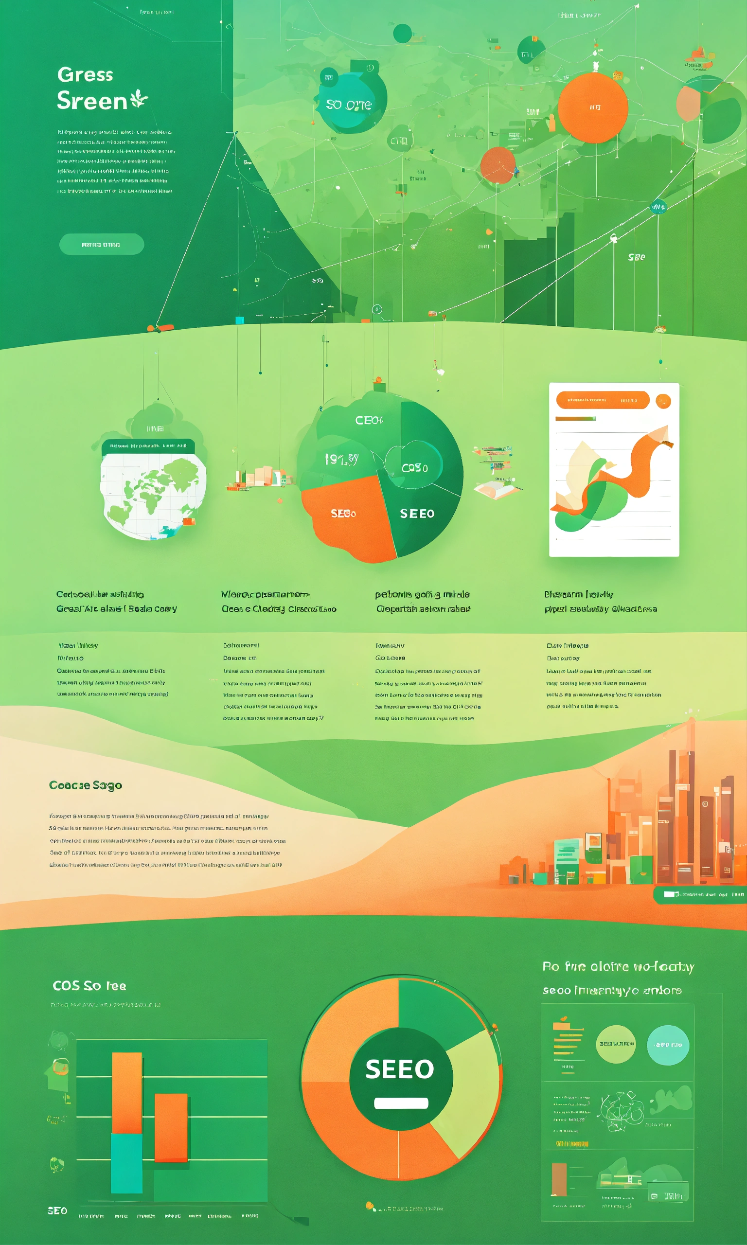 Lexica - Illustration with charts for a seo agency website, green color ...