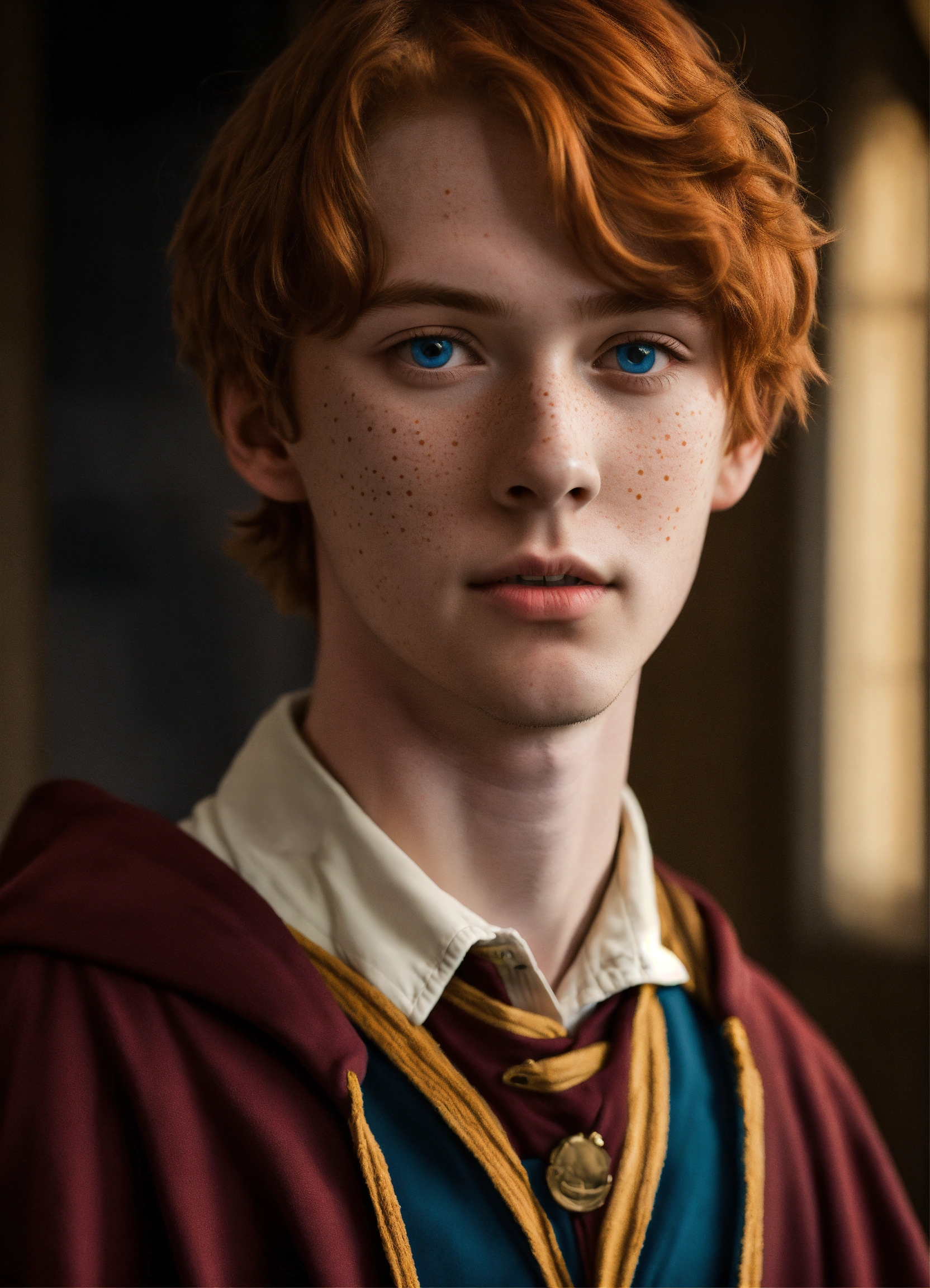 Lexica - 15-year-old male, red hair, blue eyes, tall, thin and gangling ...