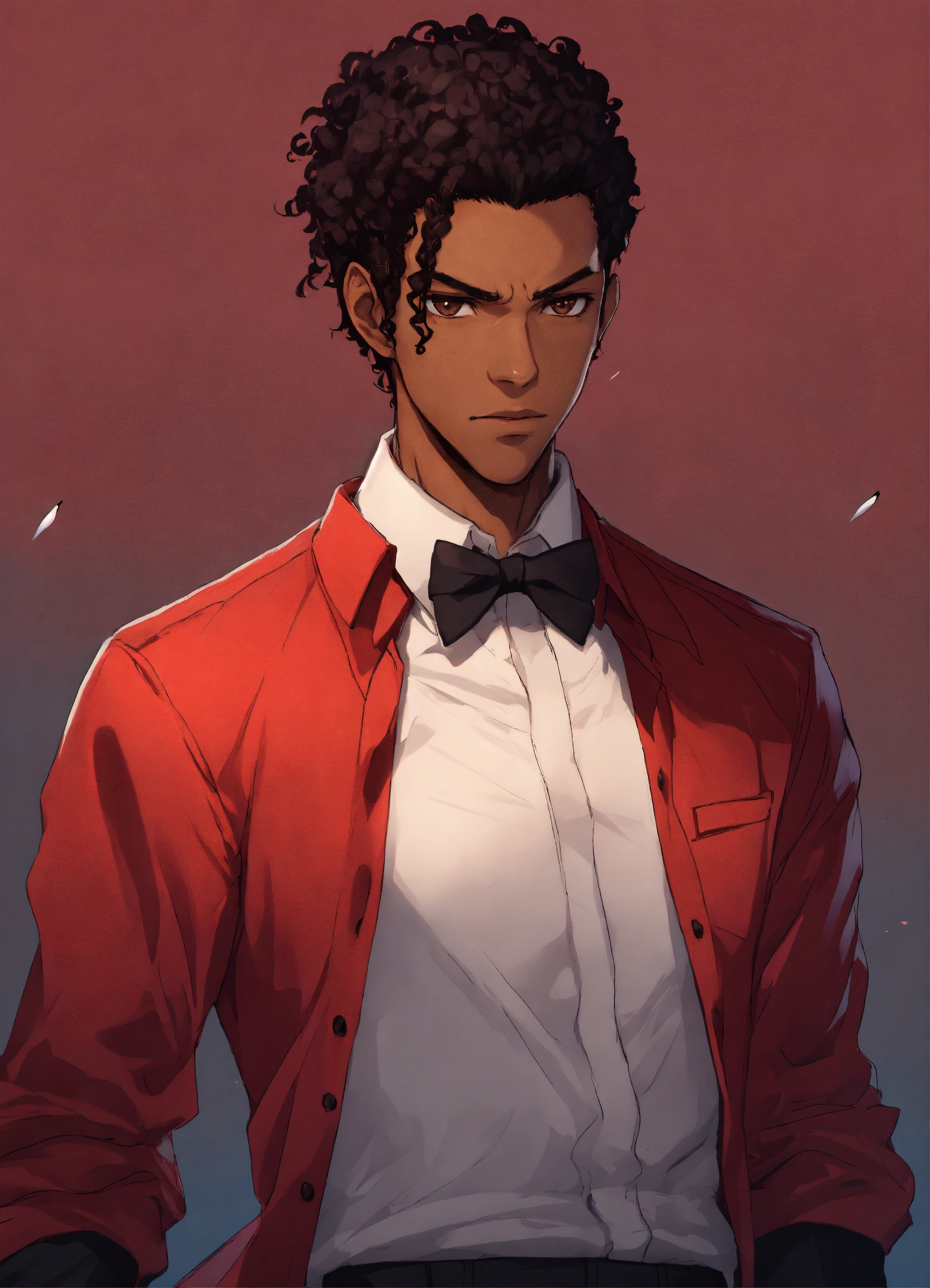 Lexica - Anime styles, black male with brown eyes, skinny, red shirt ...