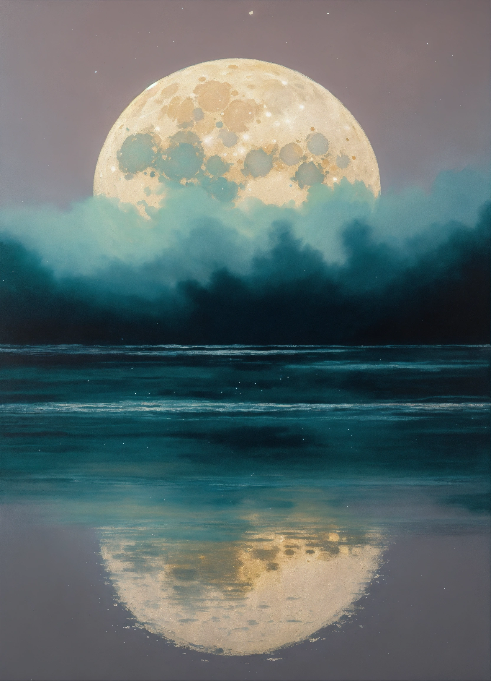 Lexica - Minimalist, abstract and oil painting of beautiful moon in ...