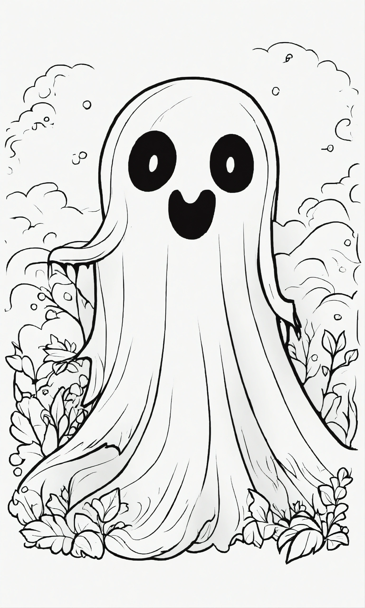Lexica - Extremely simple. cartoon style. little ghost. coloring book ...