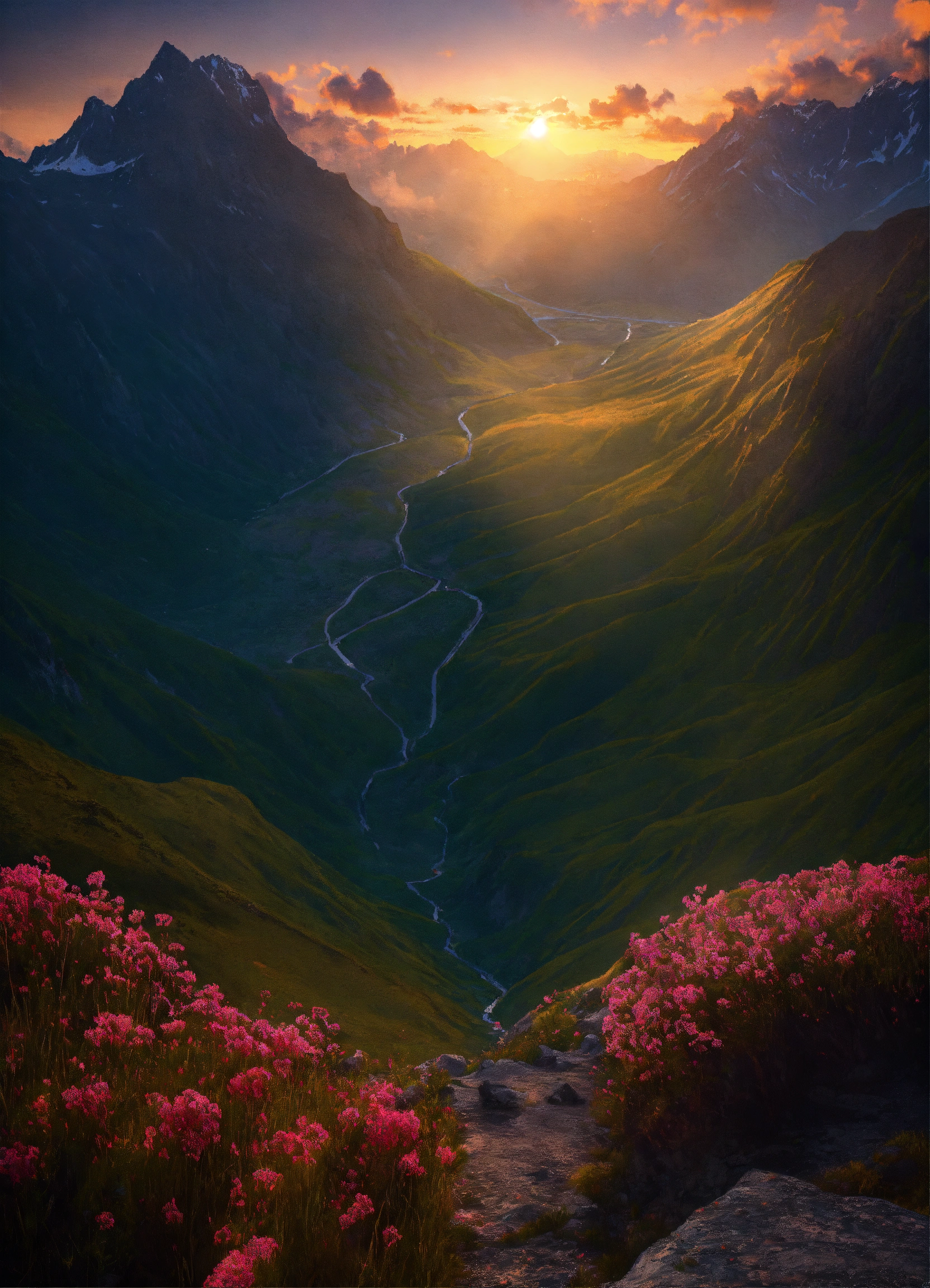 Tableau Mural Montagne Majestueuse Soleil 120x60cm | Toile Alpes Hiver | Décoration Salon, Bureau