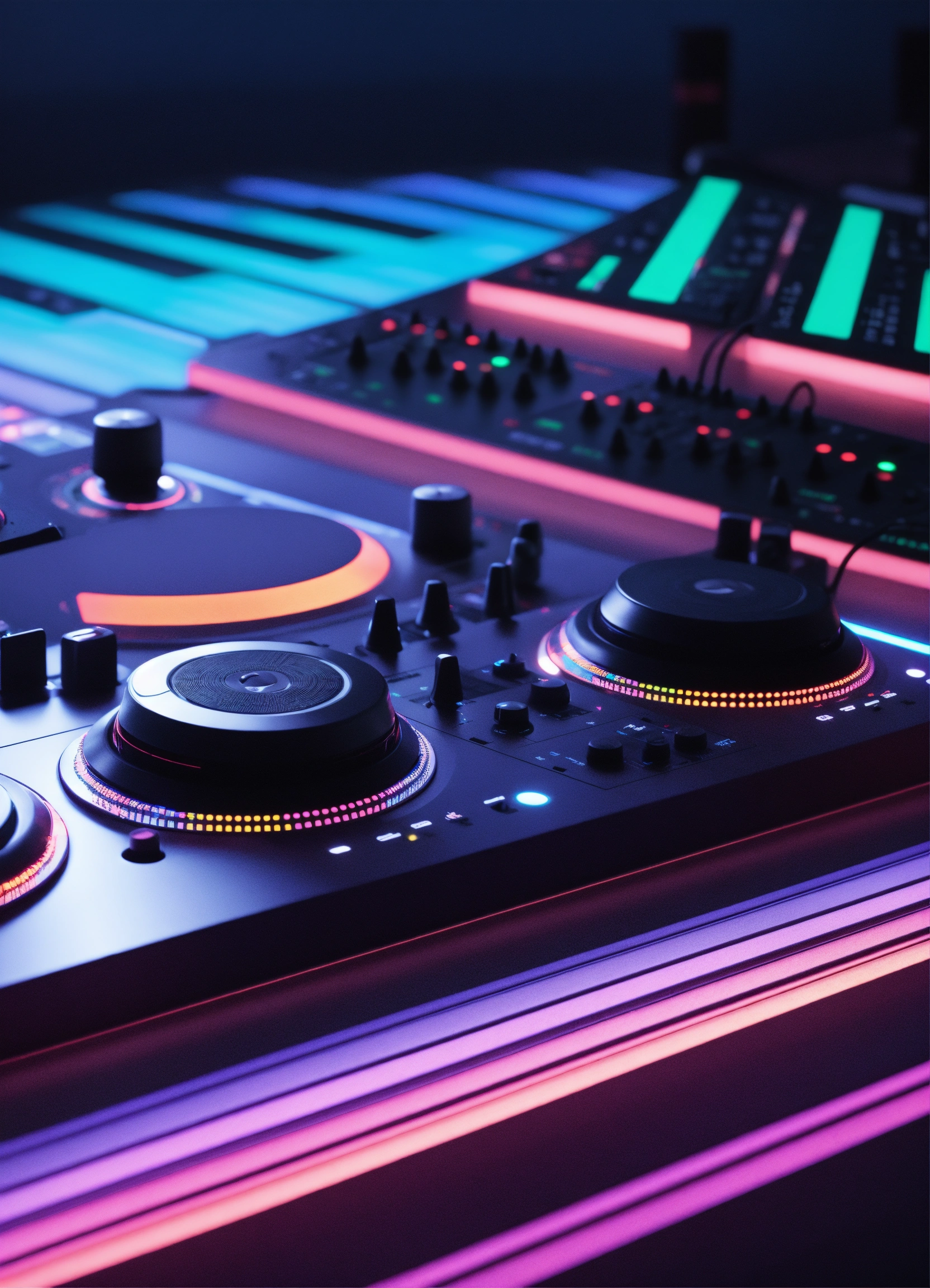 Lexica - 2 large DJ controllers covered with a delicate striped pattern ...