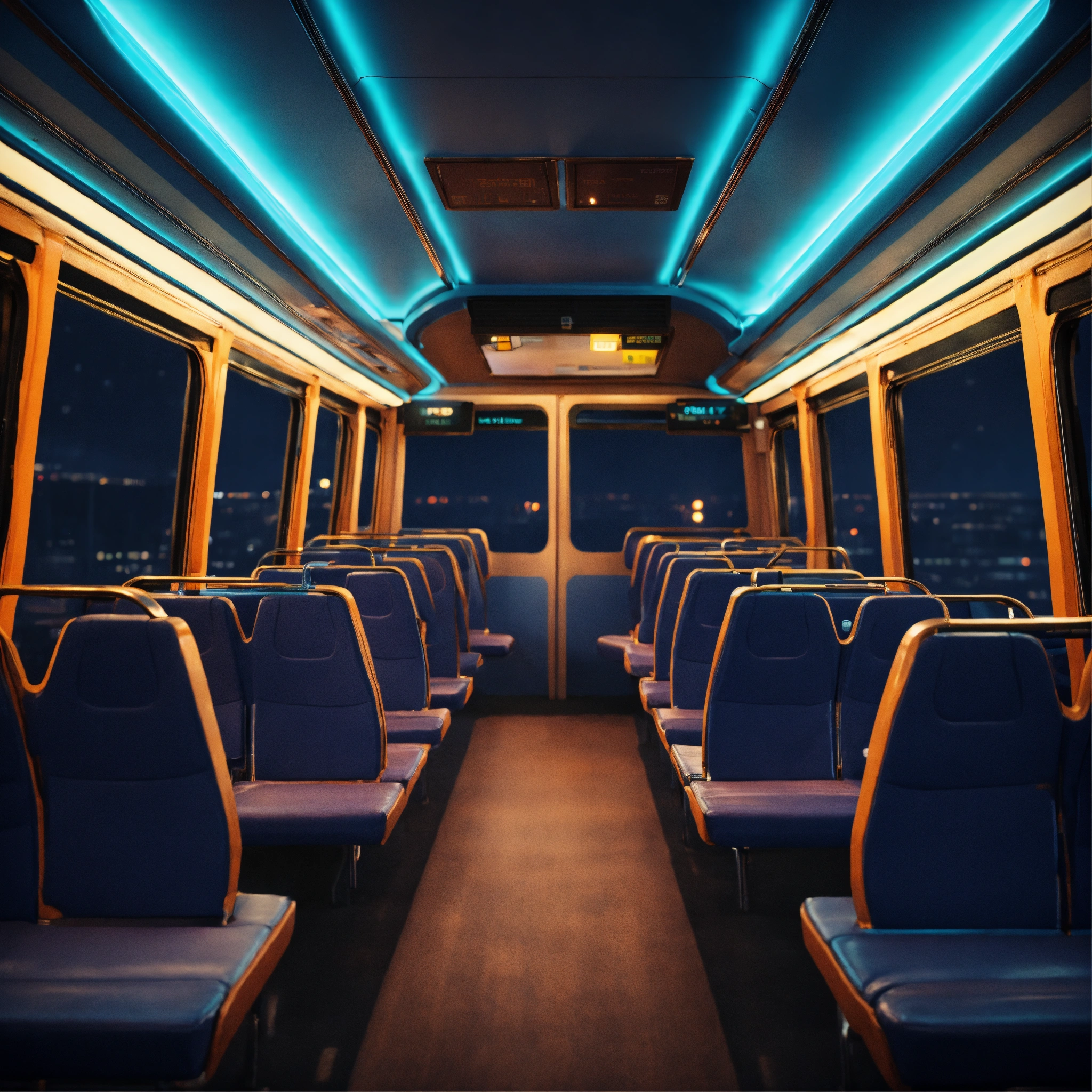 Lexica - Night bus long distant interior, realistic, 8k