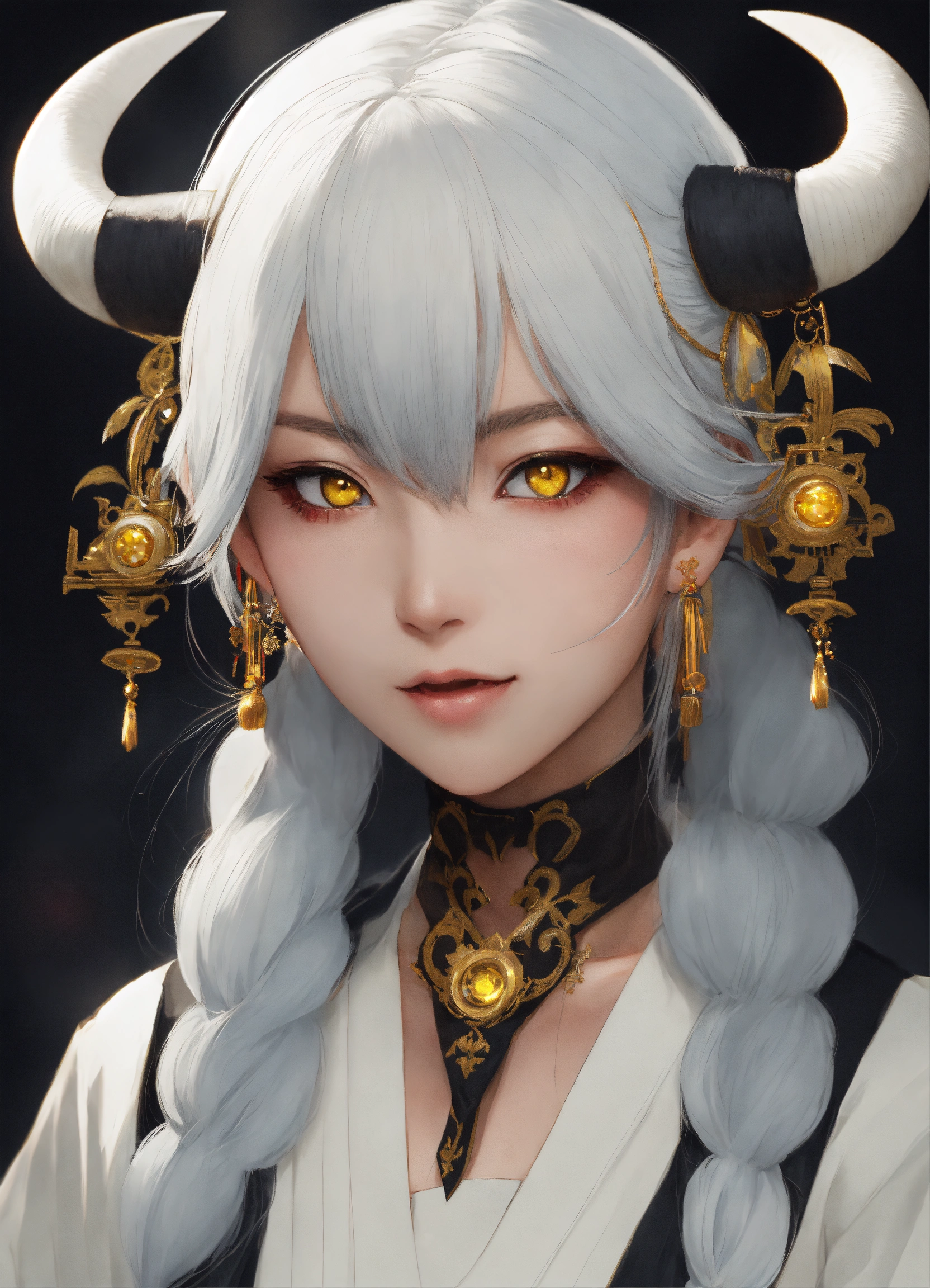 Lexica - A mischievous Japanese woman, with symmetrical little horns, a ...