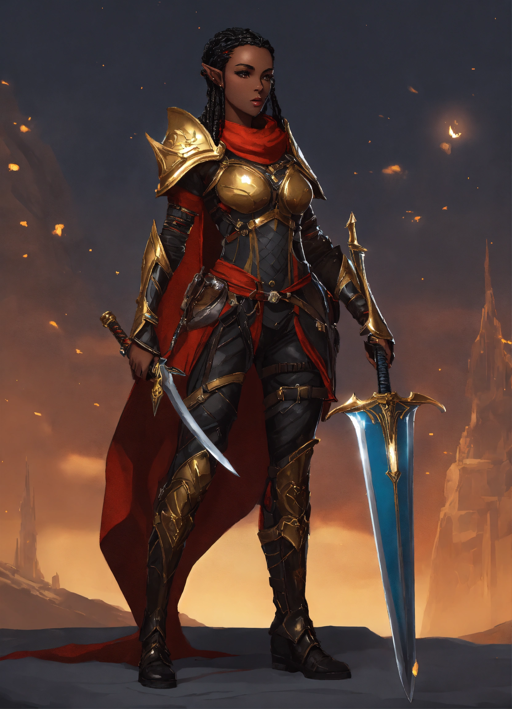 Lexica - Full body of a shapely black female high elf, with black and ...