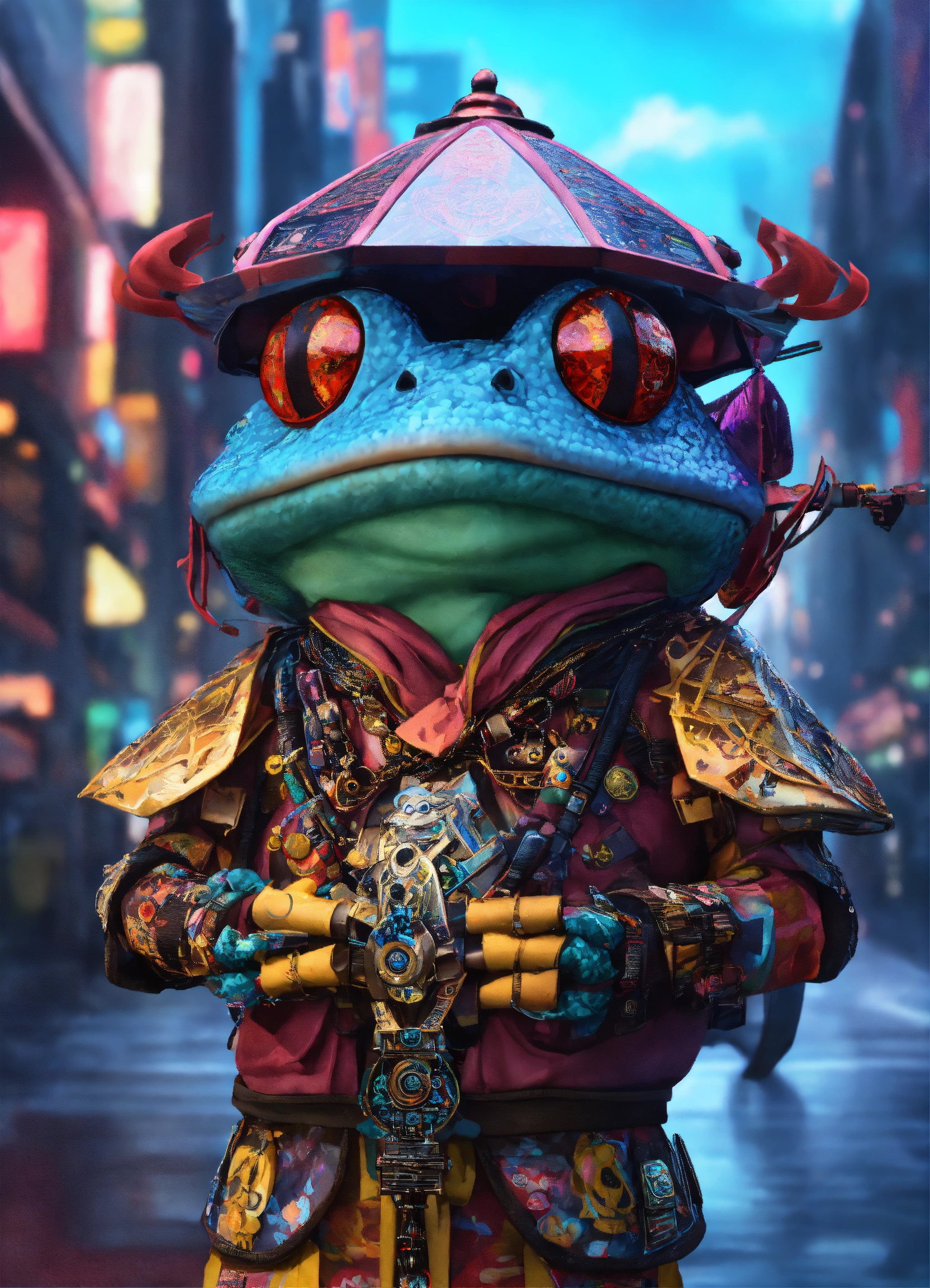 Lexica - A diamond metal occult toad as a Samurai in a slice of life ...