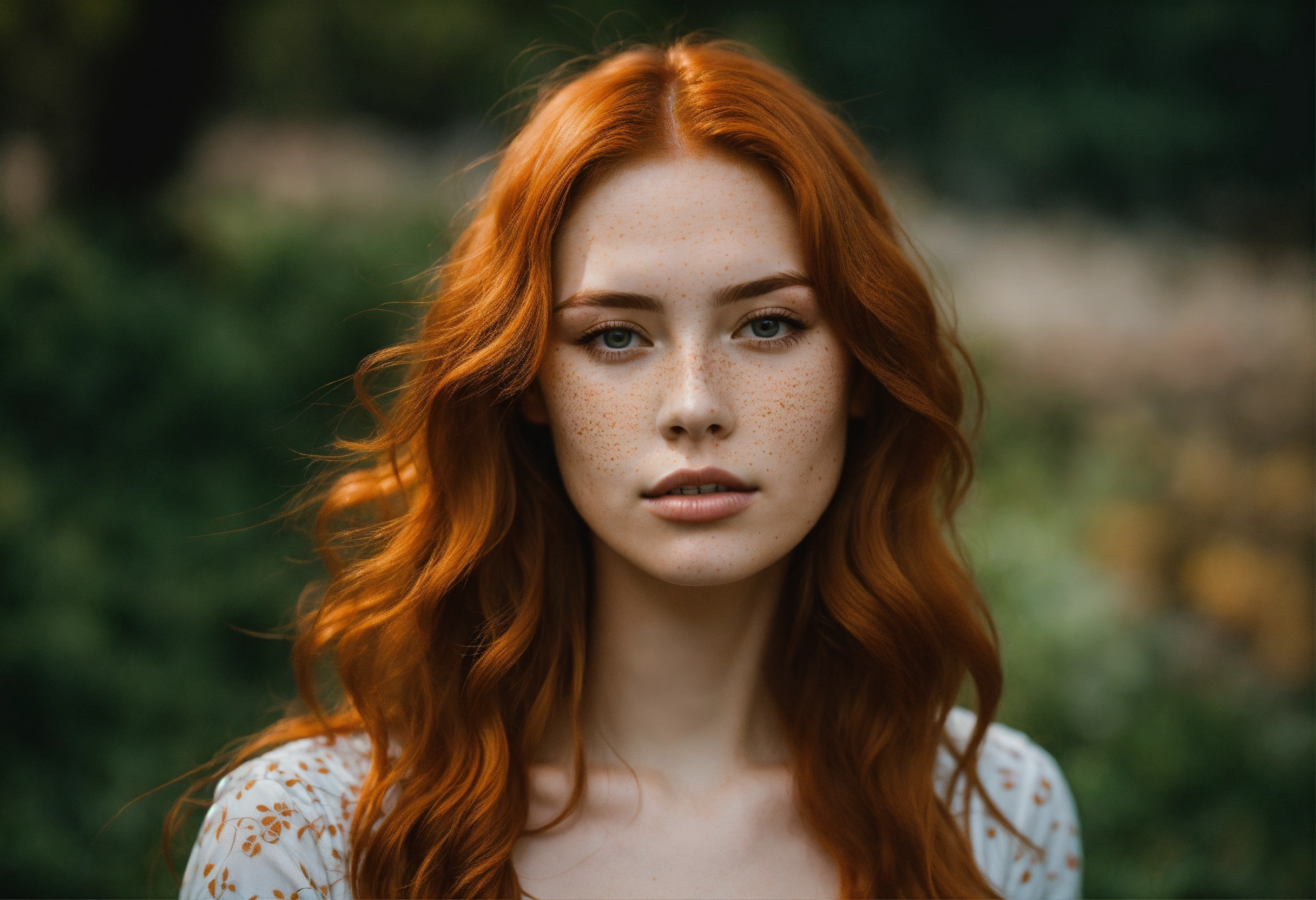 Lexica Incredibly Beautiful Ginger Haired Woman With Freckles Wavy