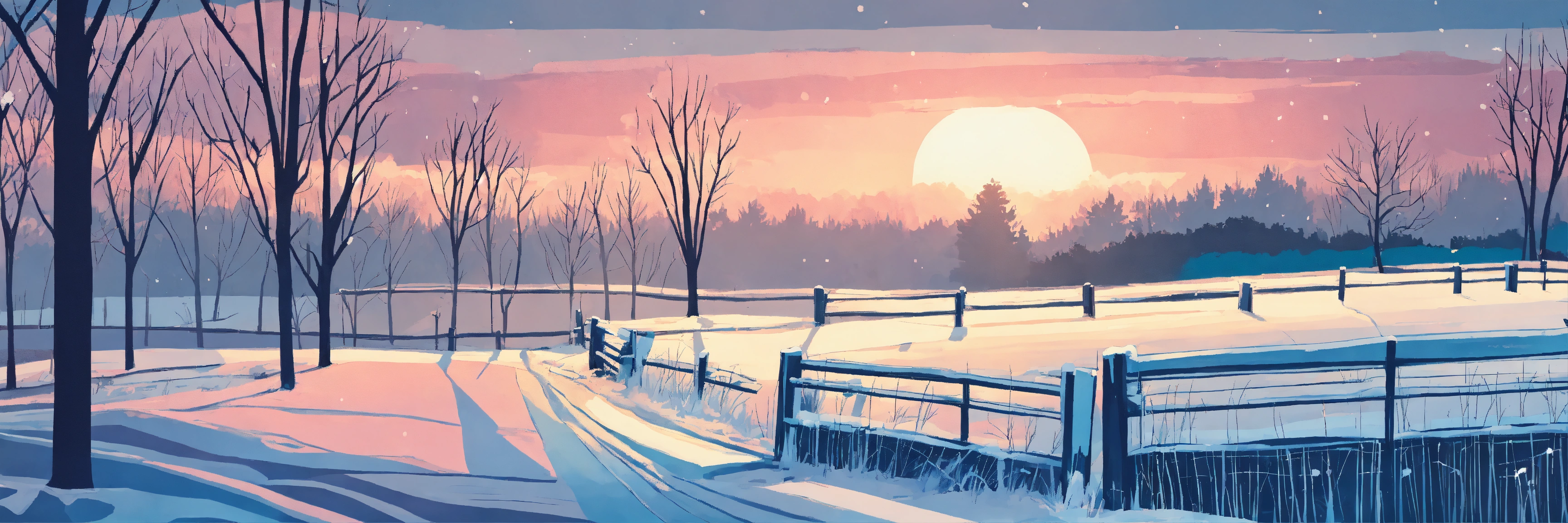 Lexica - A cold and frosty morning in February modern graphic style ...