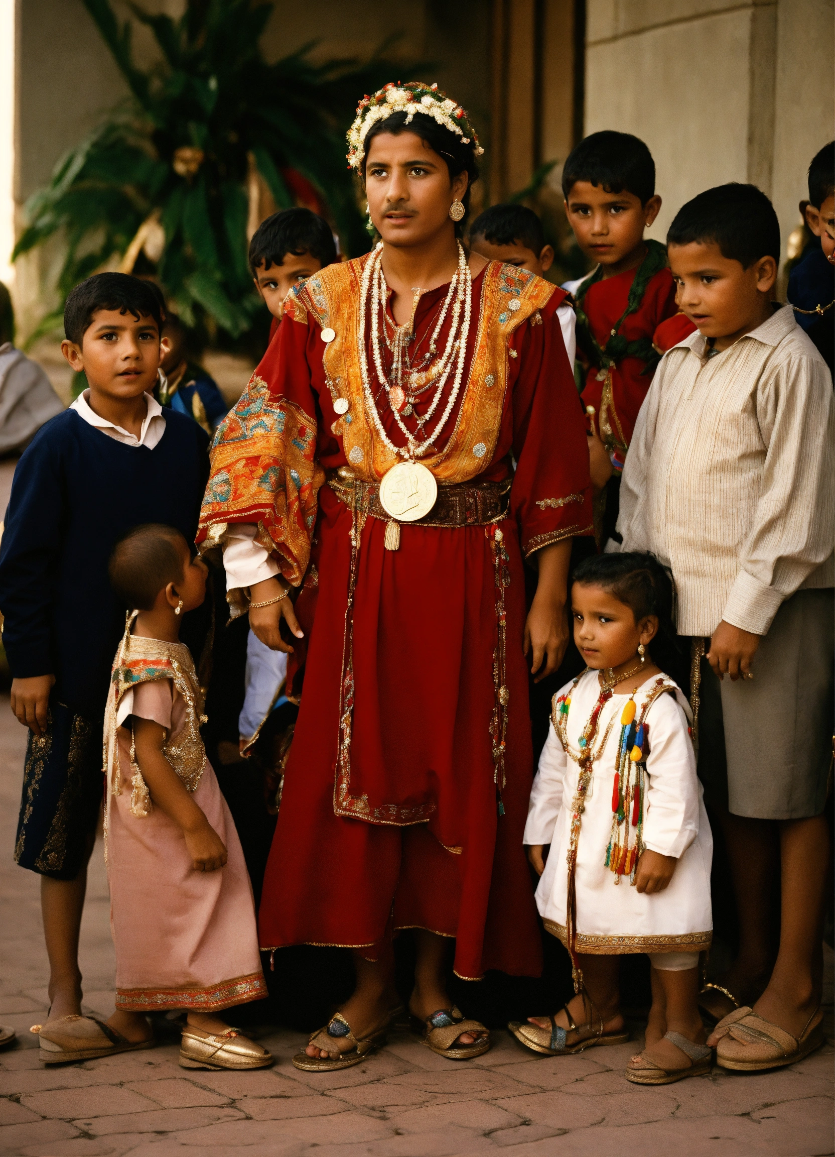 Lexica - A Roma wearing traditional Roma clothes surrounded by five ...