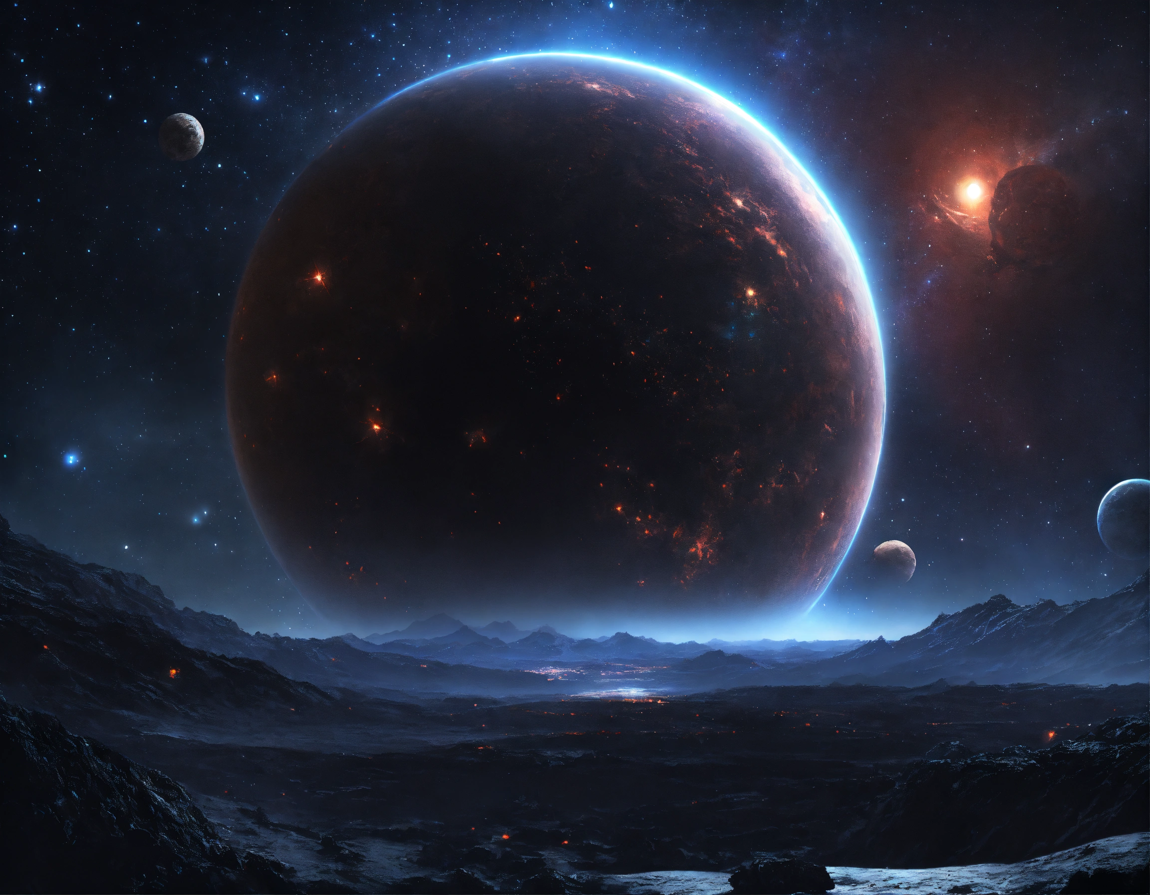 Lexica - Starry black outer rim of the galaxy, 9K, realistic, sci-fi