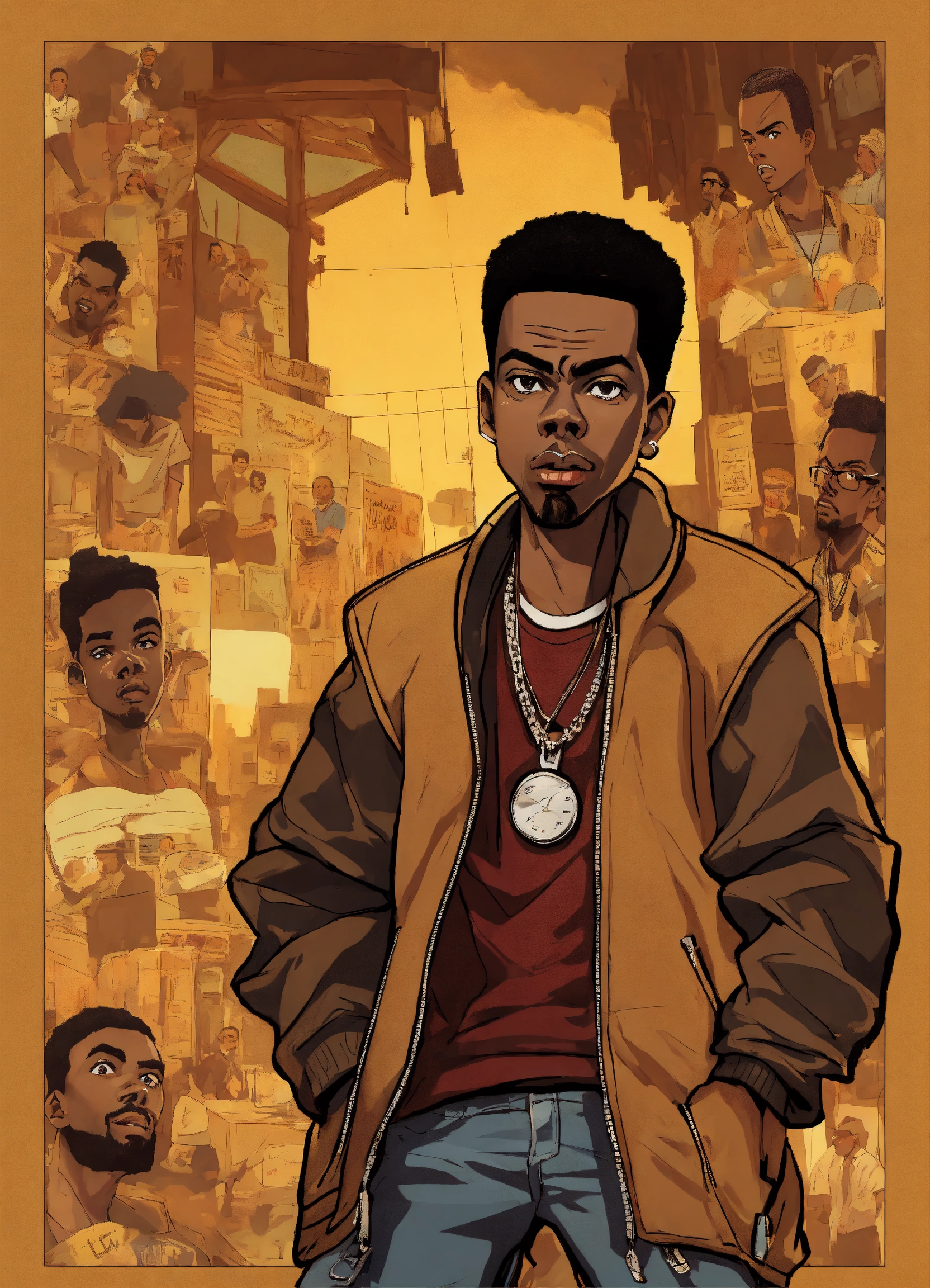 Lexica - Hip hop art style Chris Rock boondocks full body