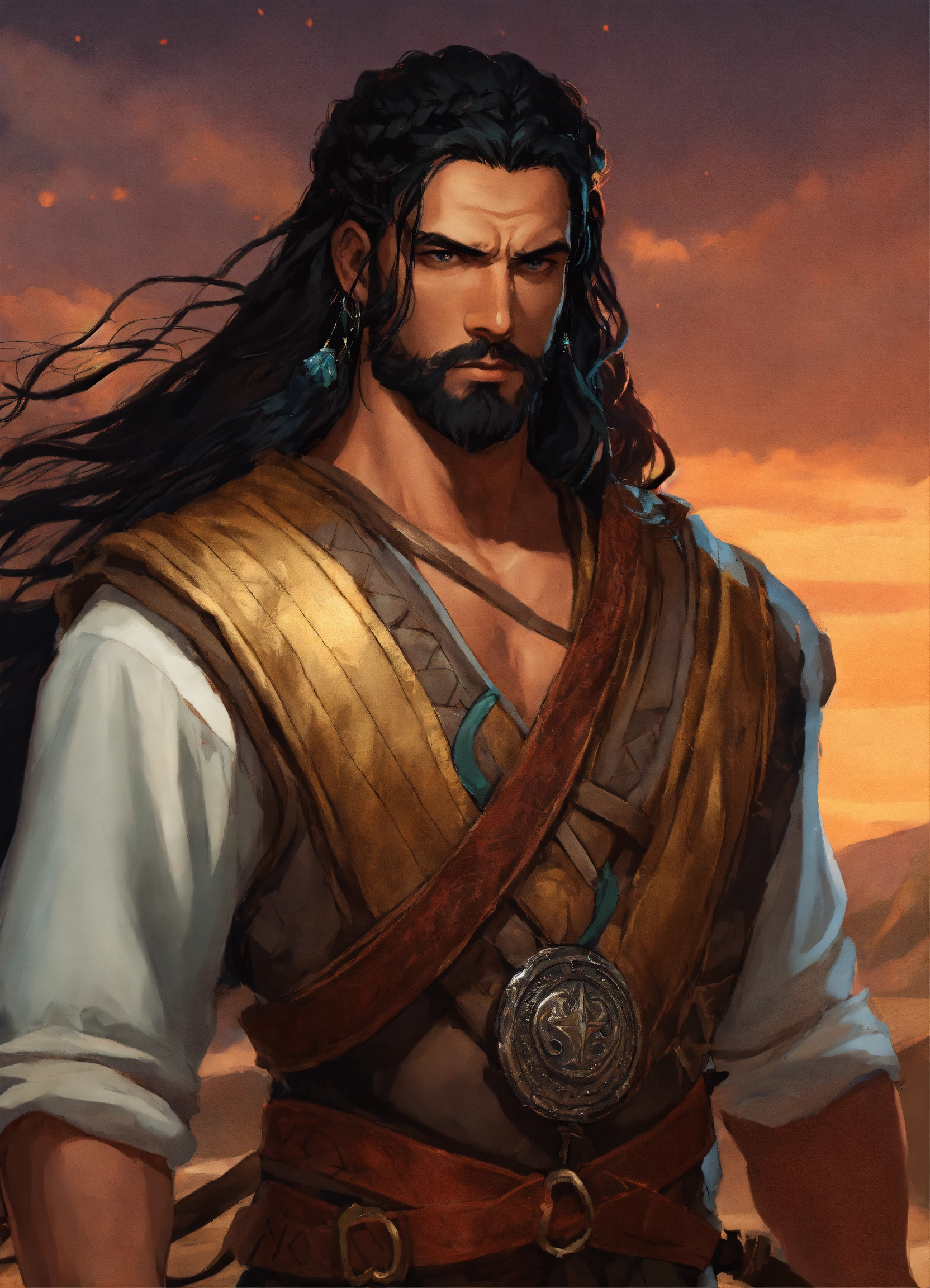 Lexica - Samson from the bible as a d&d warrior with long black braided ...
