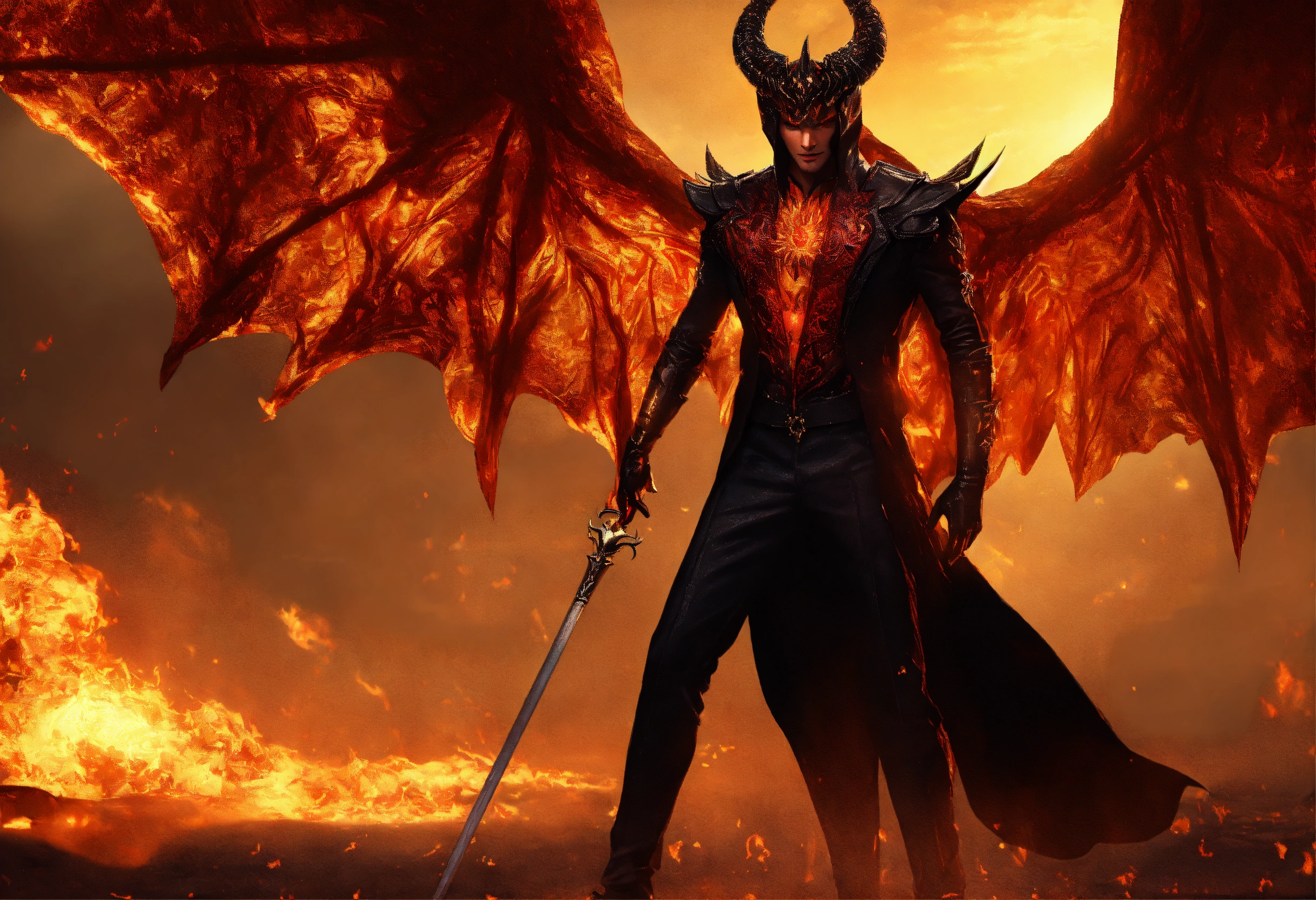 Lexica - Lucifer, the scorching like the sun demon-like man, supermodel ...