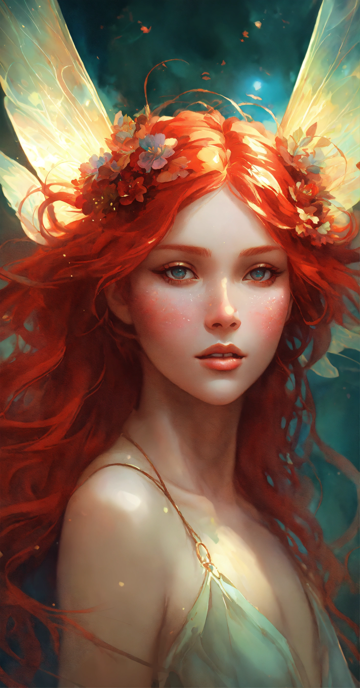 Lexica - A radiant red-haired fairy by Ross Tran!!! And Alphonse Mucha ...