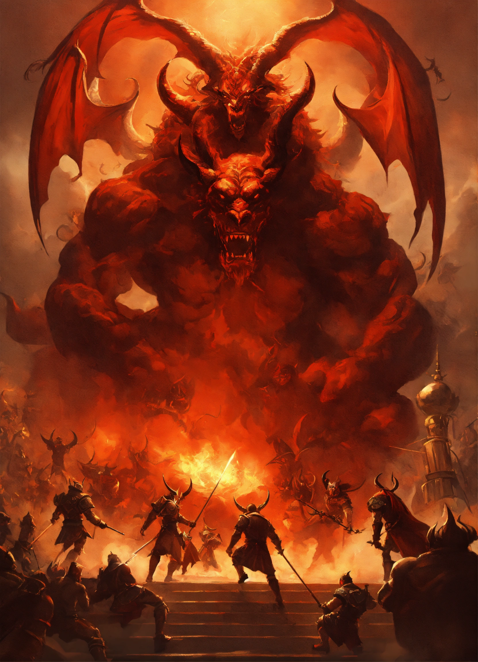 Lexica - A battle is going on. On the top right corner stands God. On ...