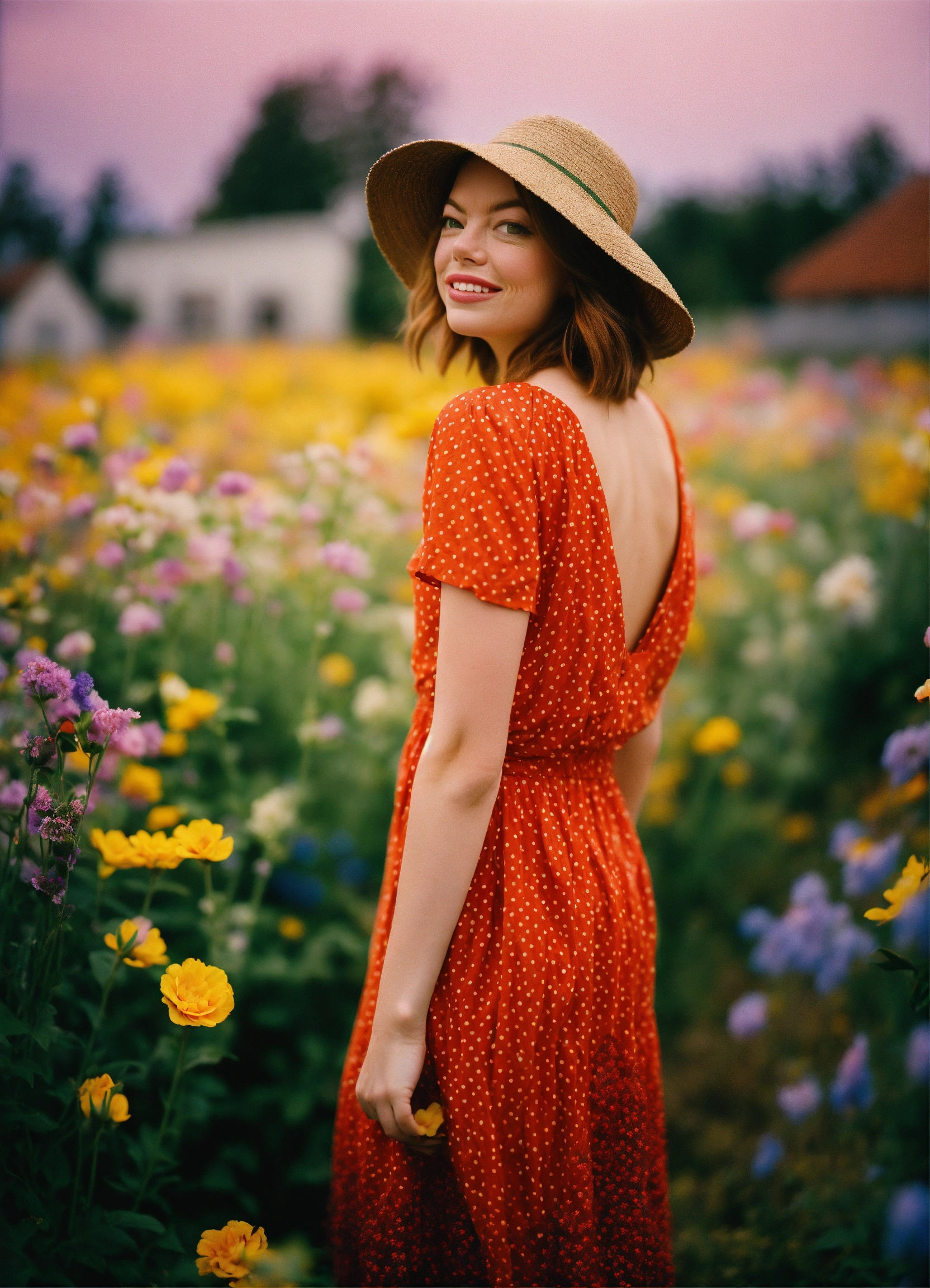 Lexica - Happy Spider-Man standing in a beautiful field of flowers,  colorful, perfect lighting, leica summicron 35mm f2.0, Kodak Portra 400,  film gra