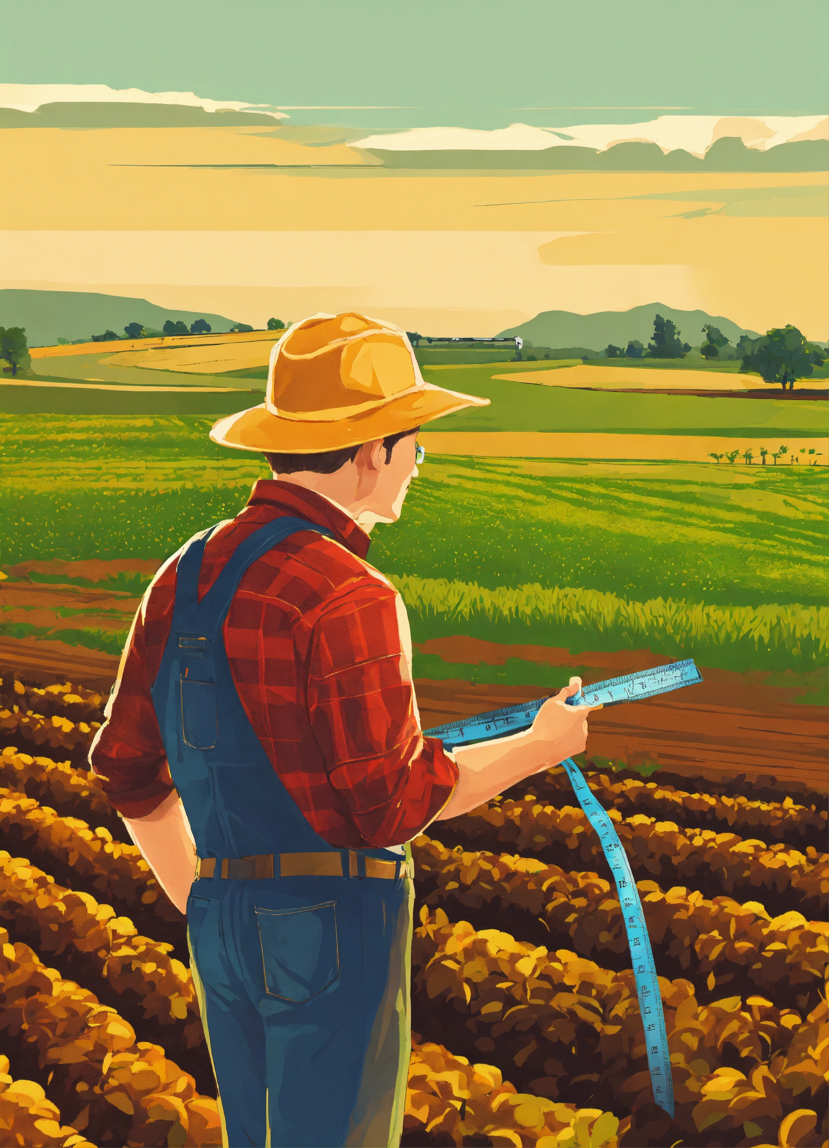 Lexica - Farmer using a measuring tape to measure the perimeter of his ...