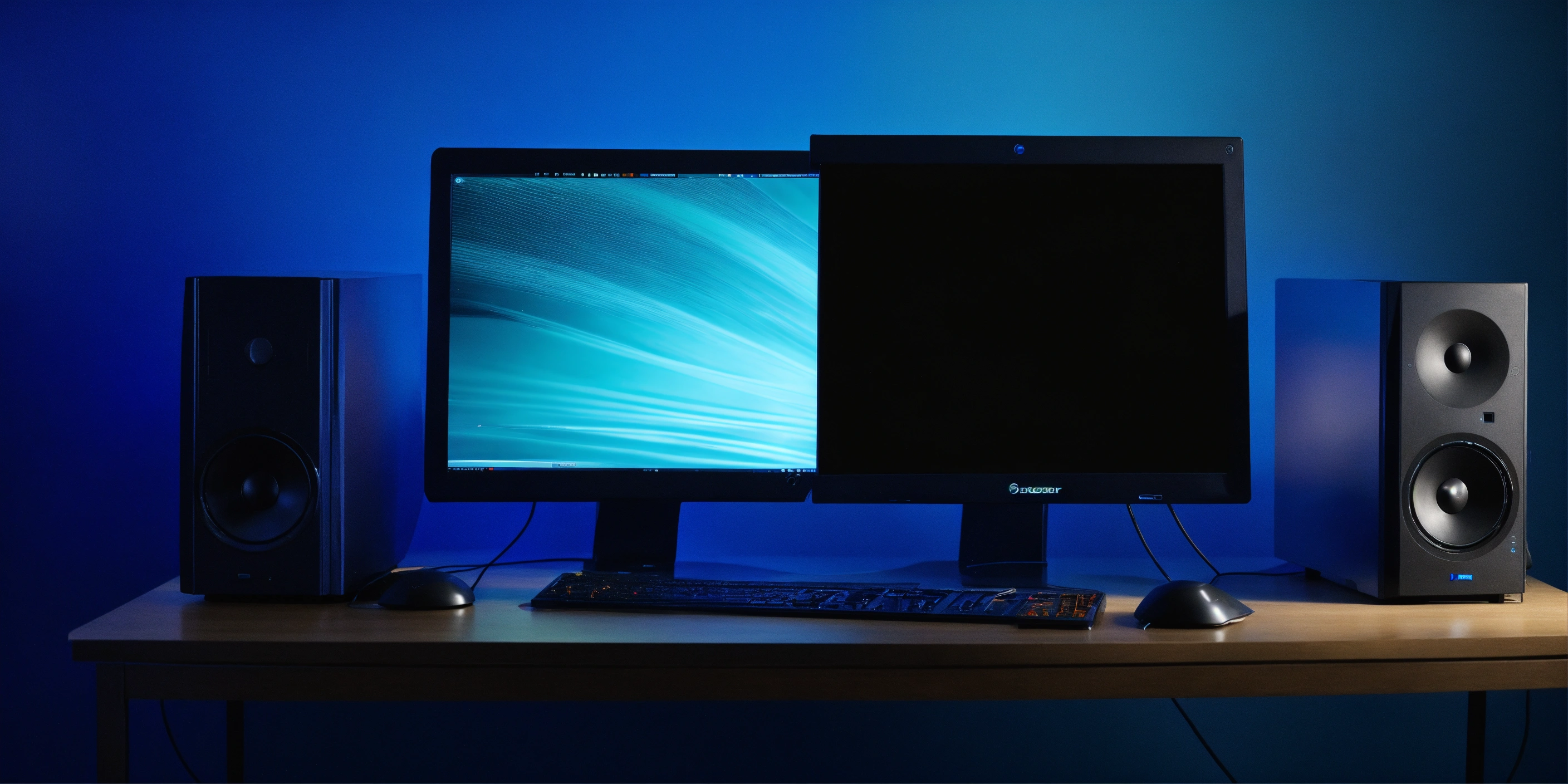 Lexica - Desktop computer blue background