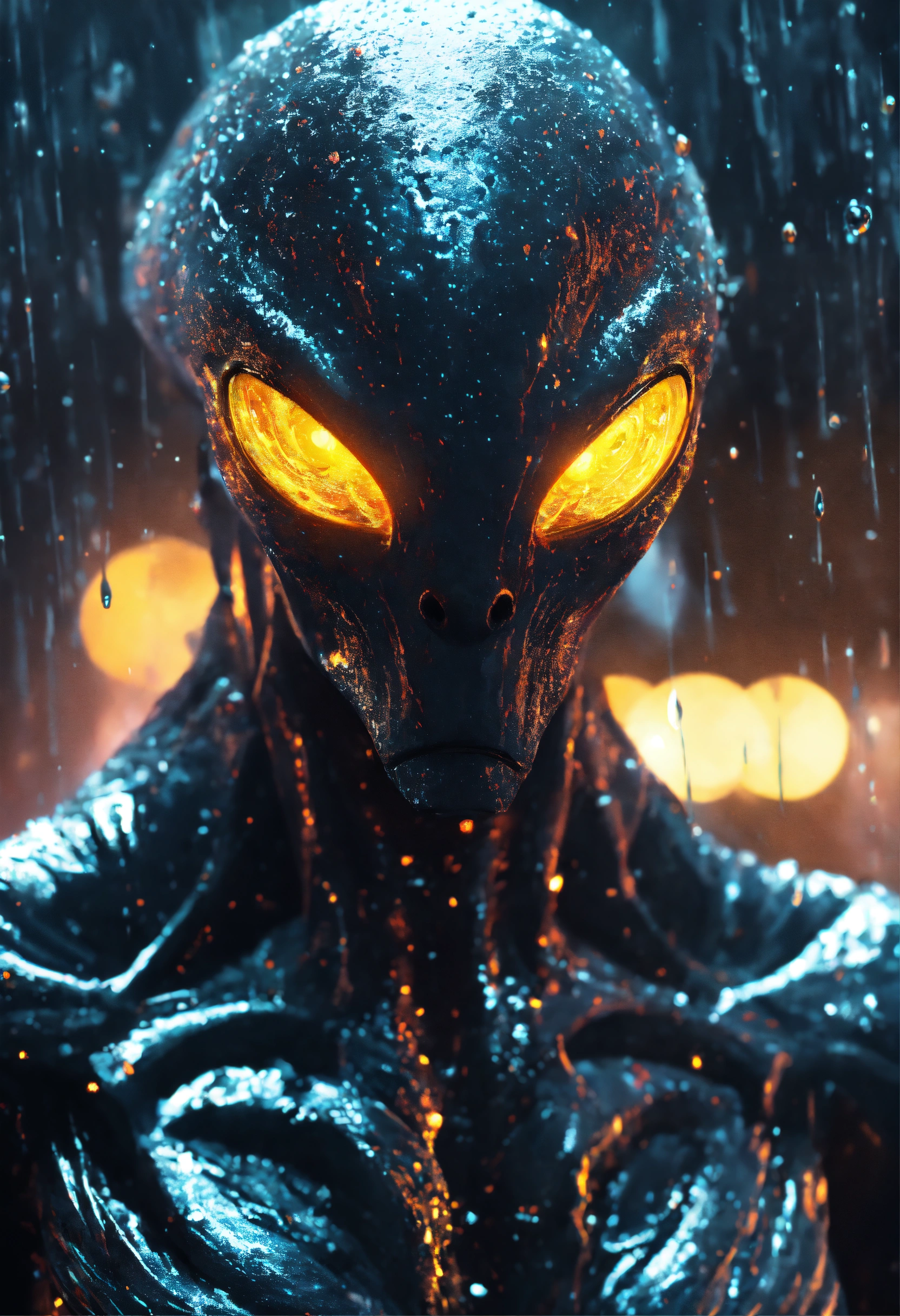 Lexica - An menacing alien with glowing eyes filled with swirling ...