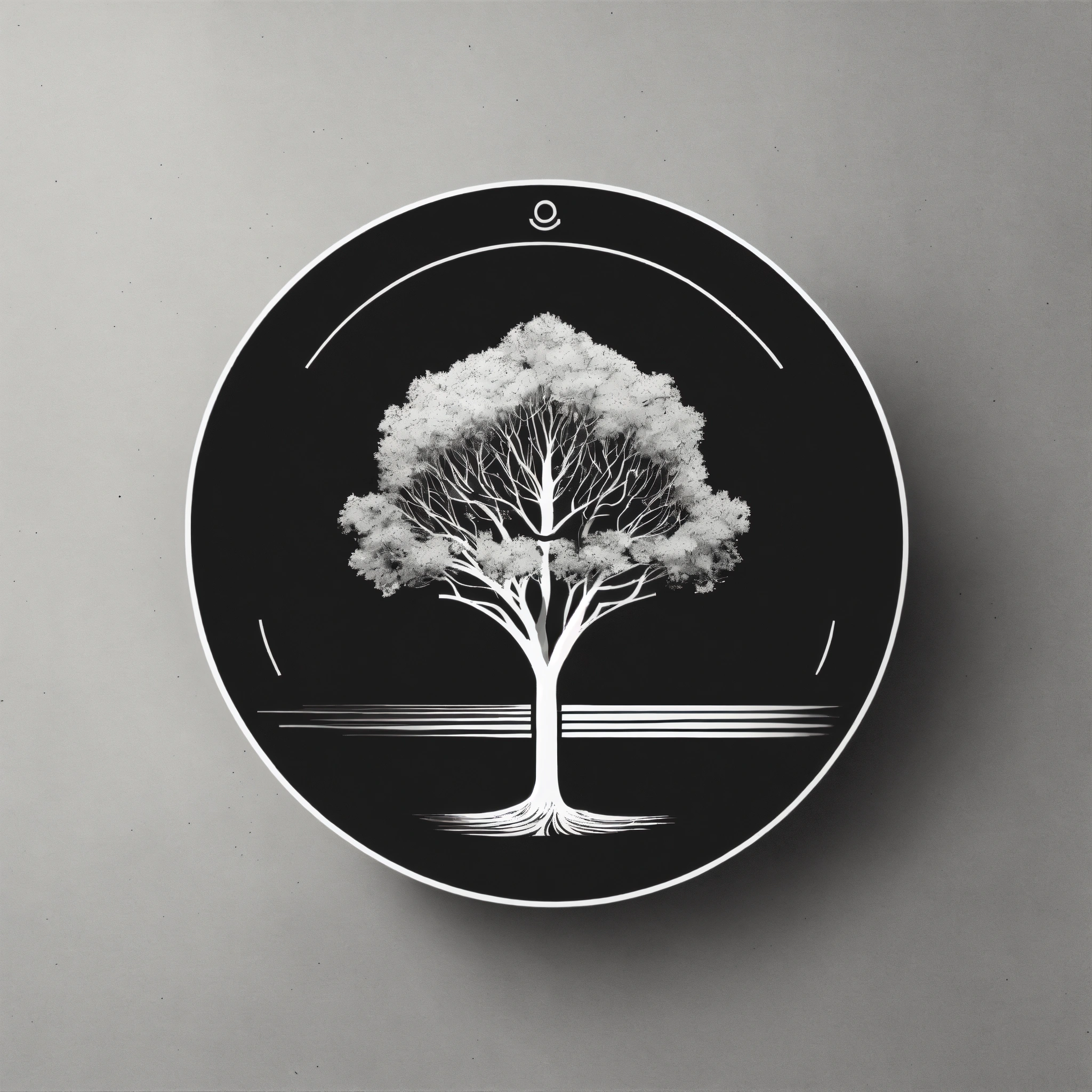 Lexica - A minimalist black and white circular logo of a pencil and a tree.