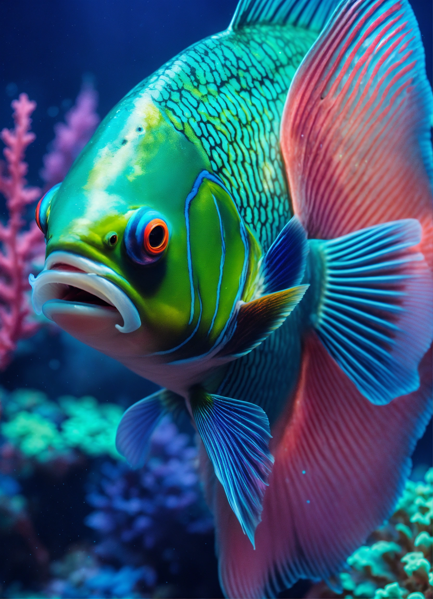 Lexica - Fantasy Portrait of an anthropomorphic fish, shimmery skin ...