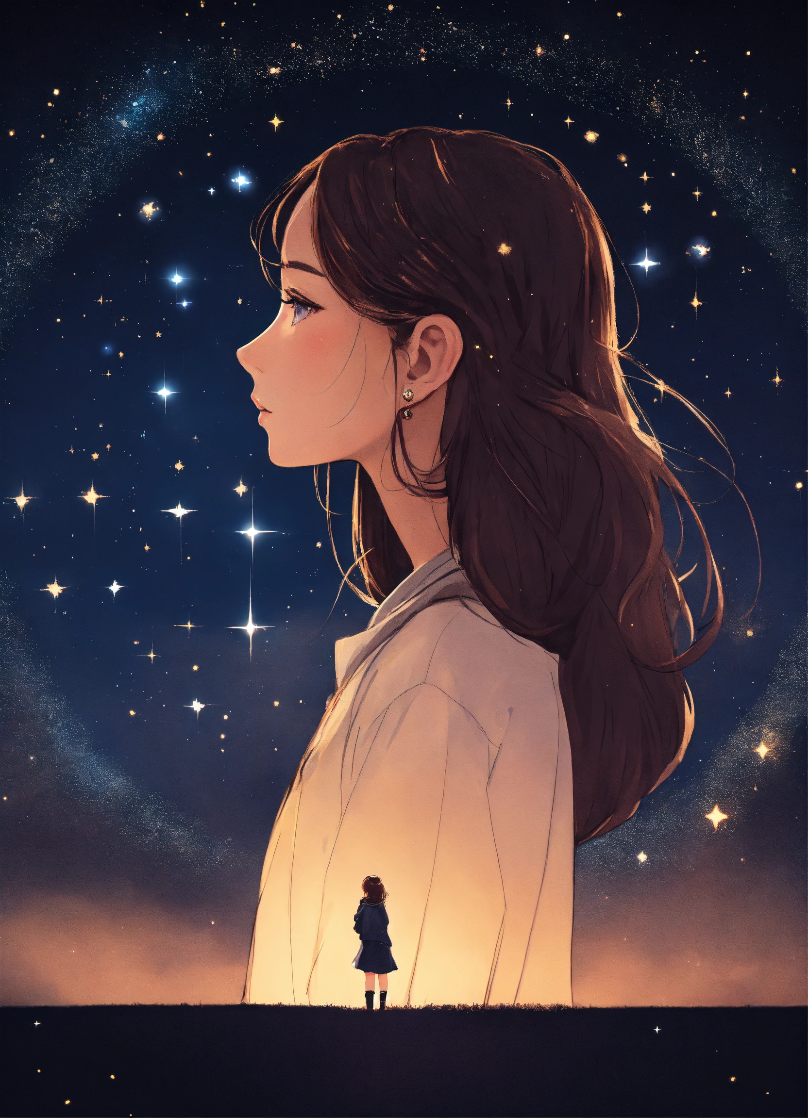 Lexica - Girl looking at the stars, logo,